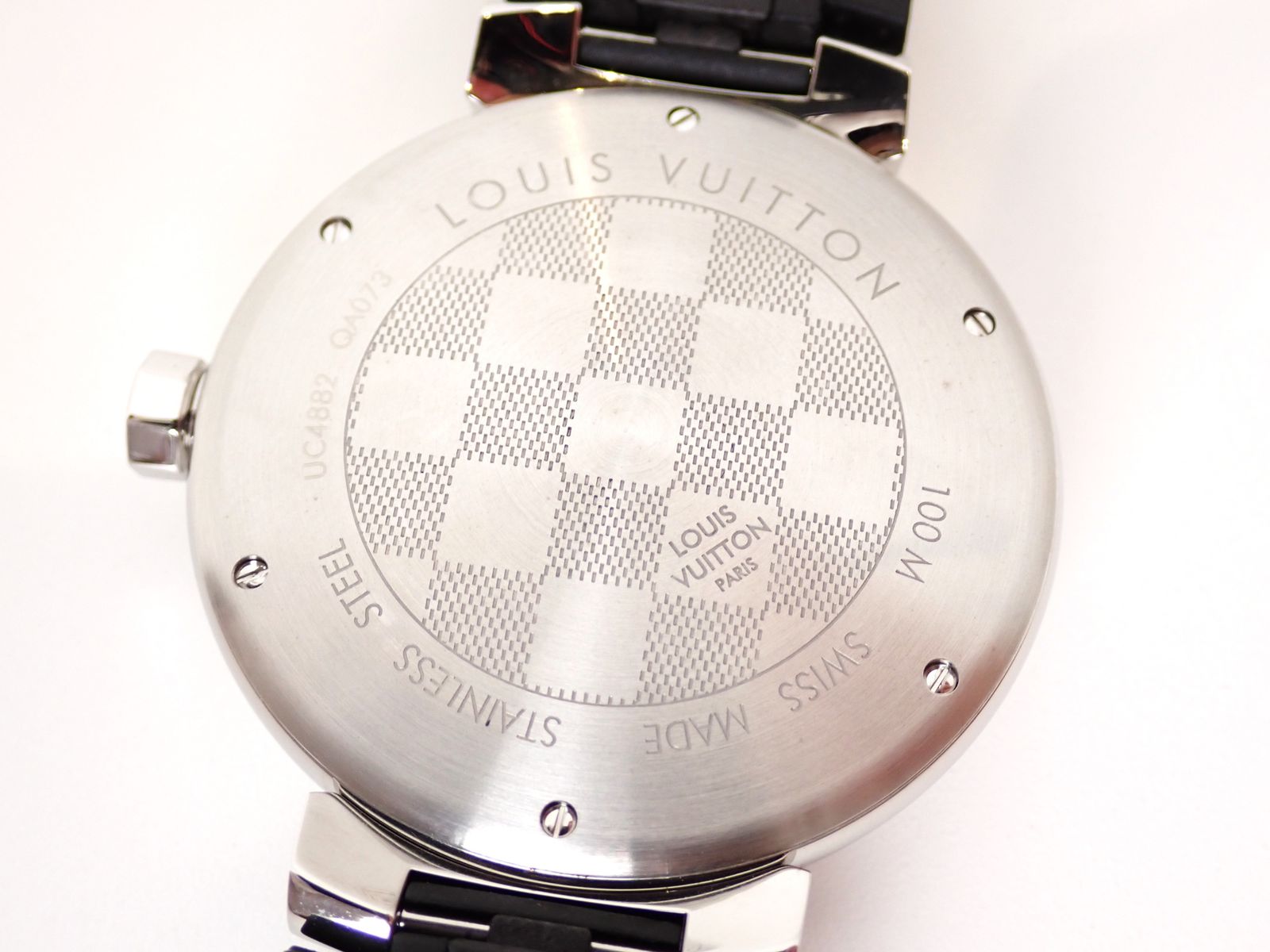 LOUIS VUITTON QA073 タンブール ダミエグラフィット 腕時計 SS ラバー メンズ