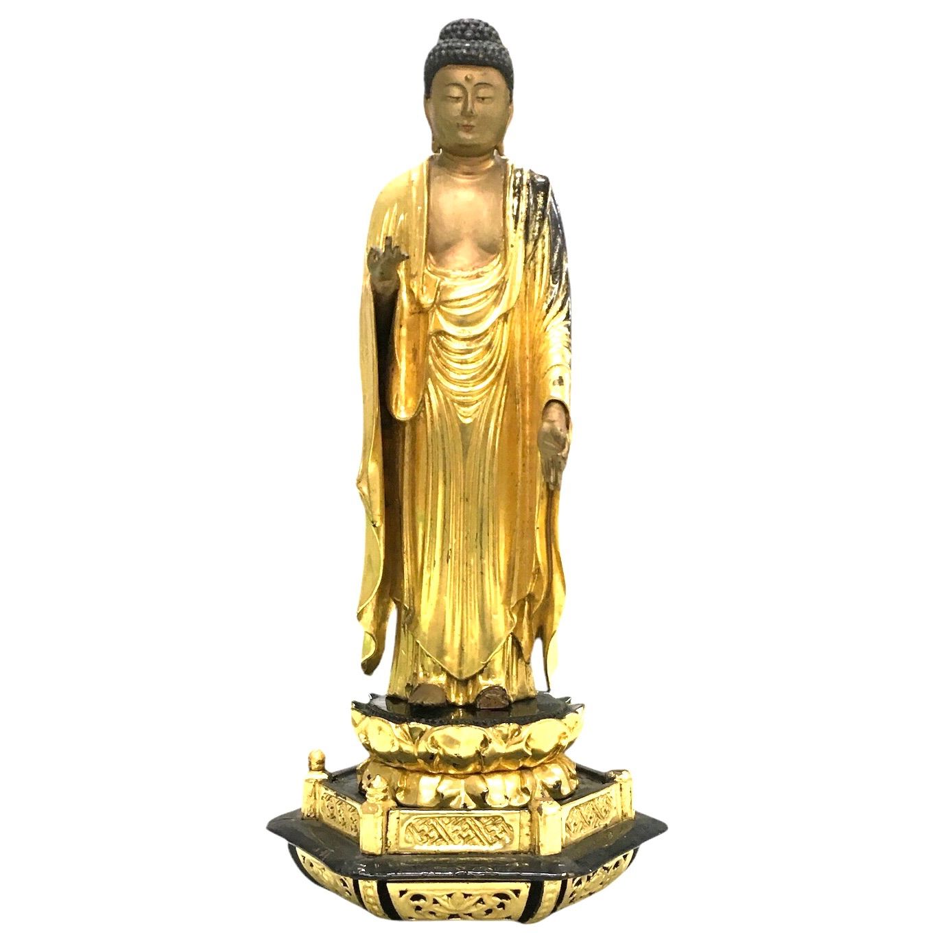 仏教美術 古銅鍍金 阿弥陀如来像 仏像 V R4402