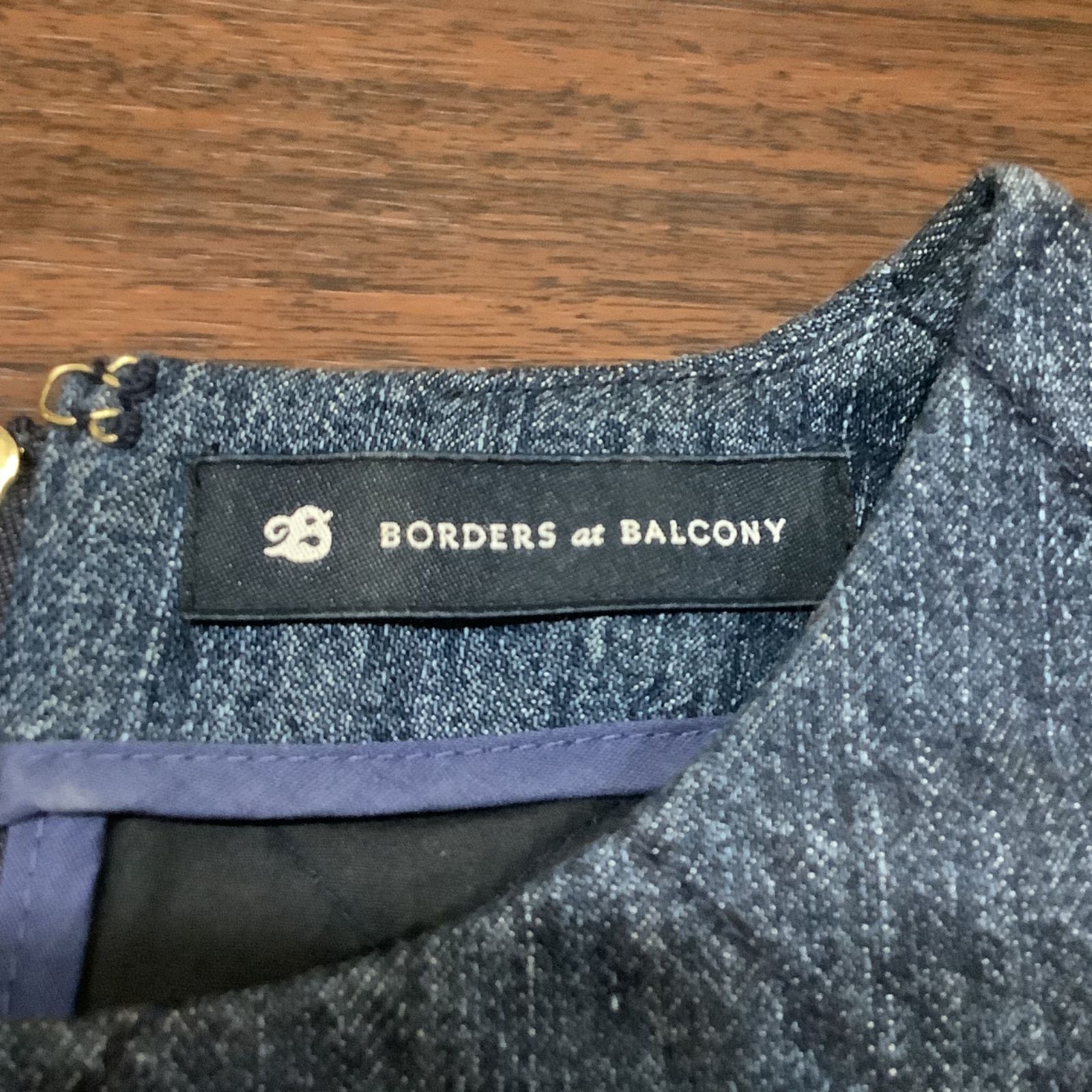 BORDERS at BALCONY ボーダーズアットバルコニー ボーダー デニム ワンピース フレアースカート ブルー SIZE36 Sサイズ キルティング