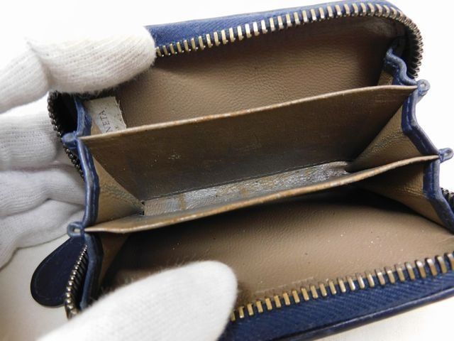 ボッテガヴェネタ イントレチャート コインケース レザー グレー系 ネイビー系 BOTTEGA VENETA ボッテガヴェネタ コインケース カードケース