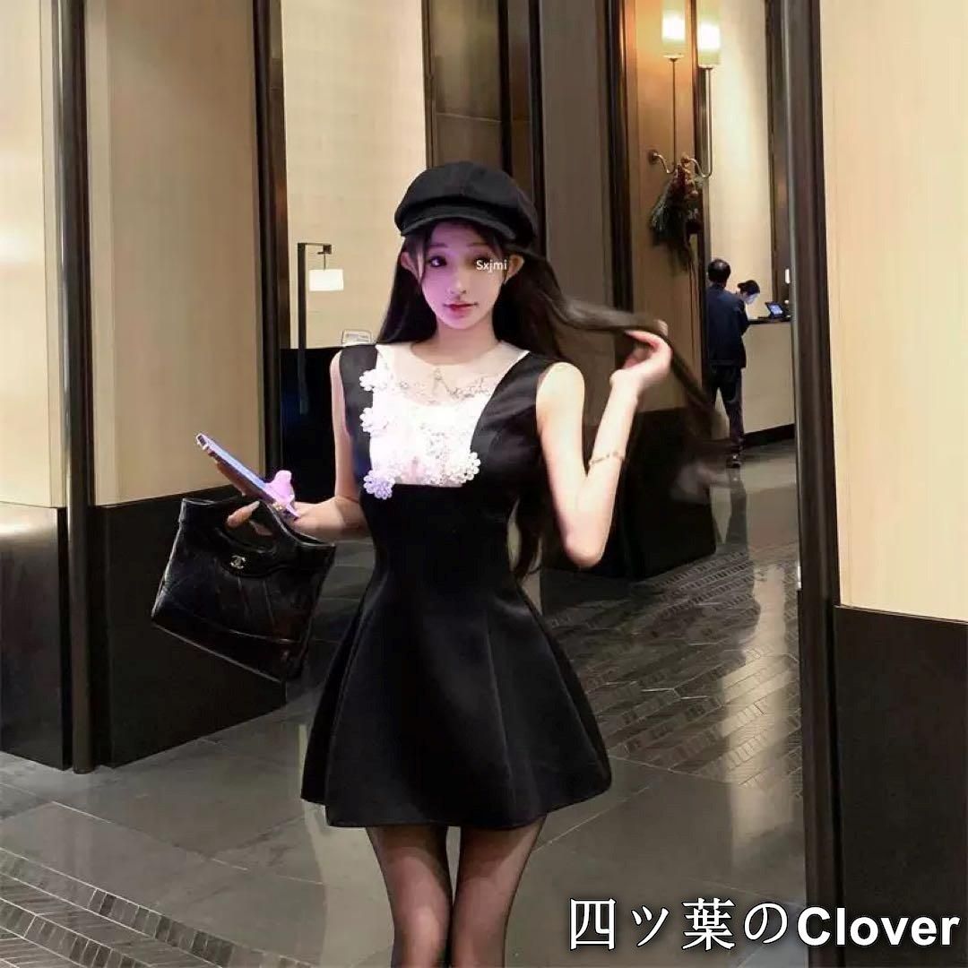 白襟 ミニ丈レースワンピース 清楚系パーティードレス