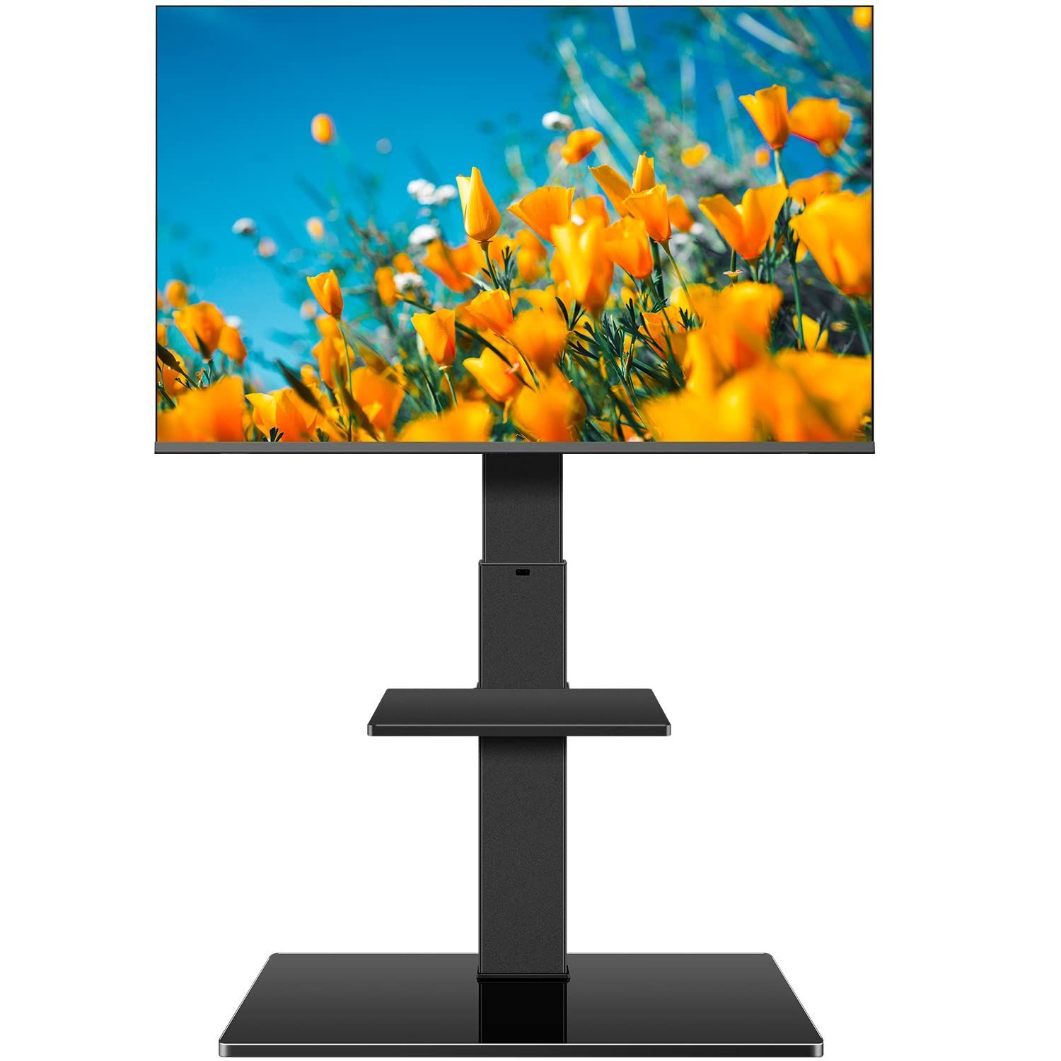 VESA/横100～600mm/縦100～400mm 耐荷重30kg 対応テレビ32～75インチ 高さ調節可能 Alebertテレビ台テレビスタンド壁寄せハイタイプ 左右35首振り可能(Black)