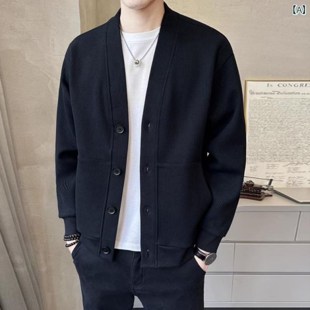 L 秋冬 コーデ メンズ 服 シンプル ファッション オシャレ 大人 かっこいい 大きいサイズ ストリート 紳士服 セーター ジャケット 薄手 カジュアル 快適 ニット カーディガン