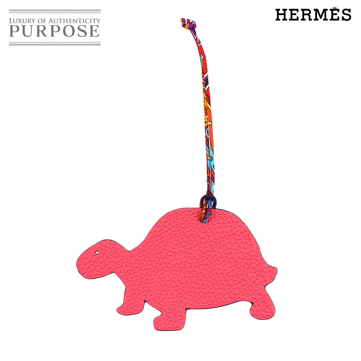 エルメス HERMES プティアッシュ タートル バッグ チャーム トゴ エプソン ローズアザレ エタン Petit H Turtle 90283039