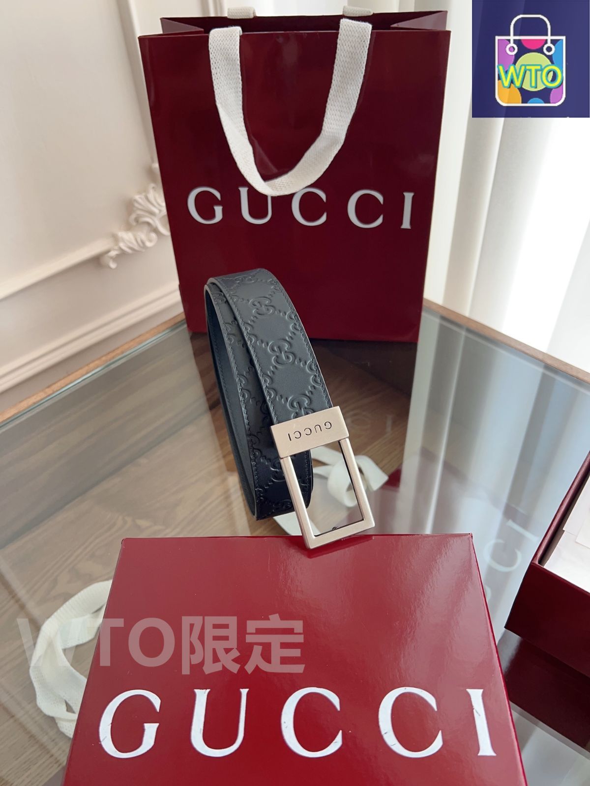 GUCCI 本革ベルト箱・保存袋付き新品未使用 GUCCI 本革ベルト箱・保存袋付き新品未使用 本日特価] グッチ