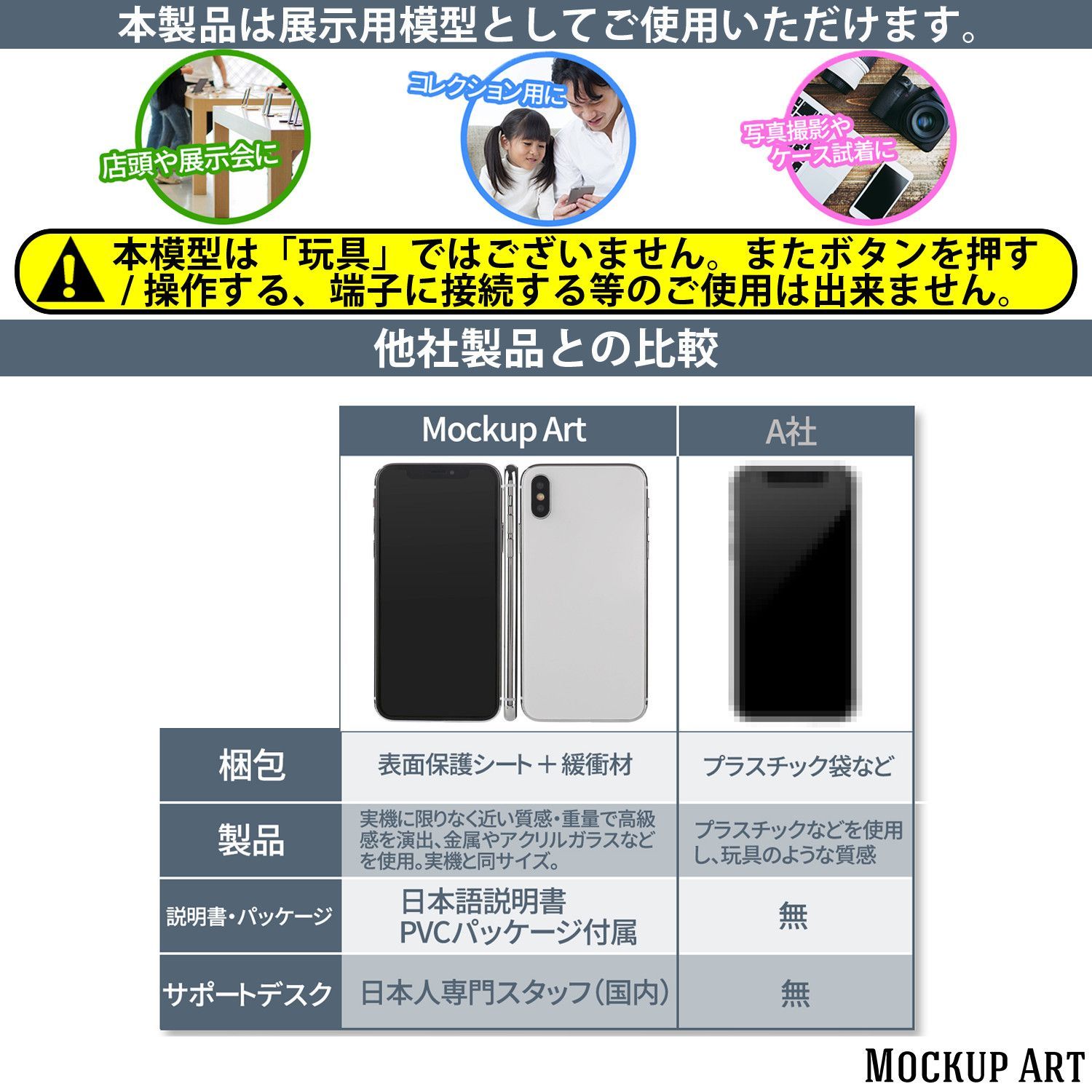 展示用模型 iPhone 15 Pro / Pro Maxシリーズ モックアップ 【黒画面