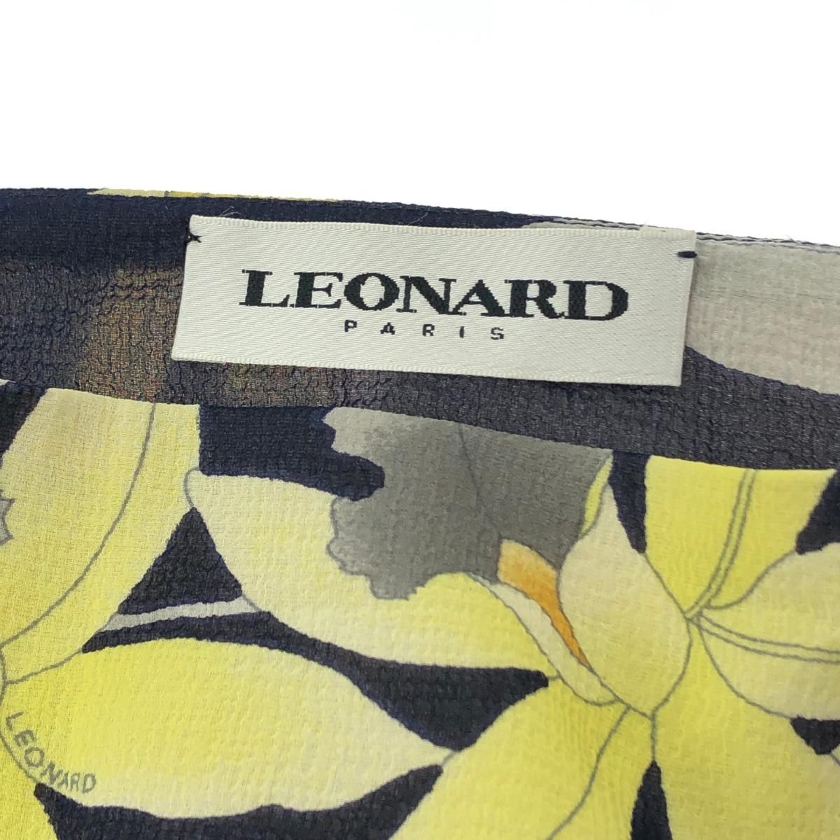 レオナール　シルクスカート　サイズ44 LEONARD レオナール シルクスカート 大きいサイズ:44 ネイビー