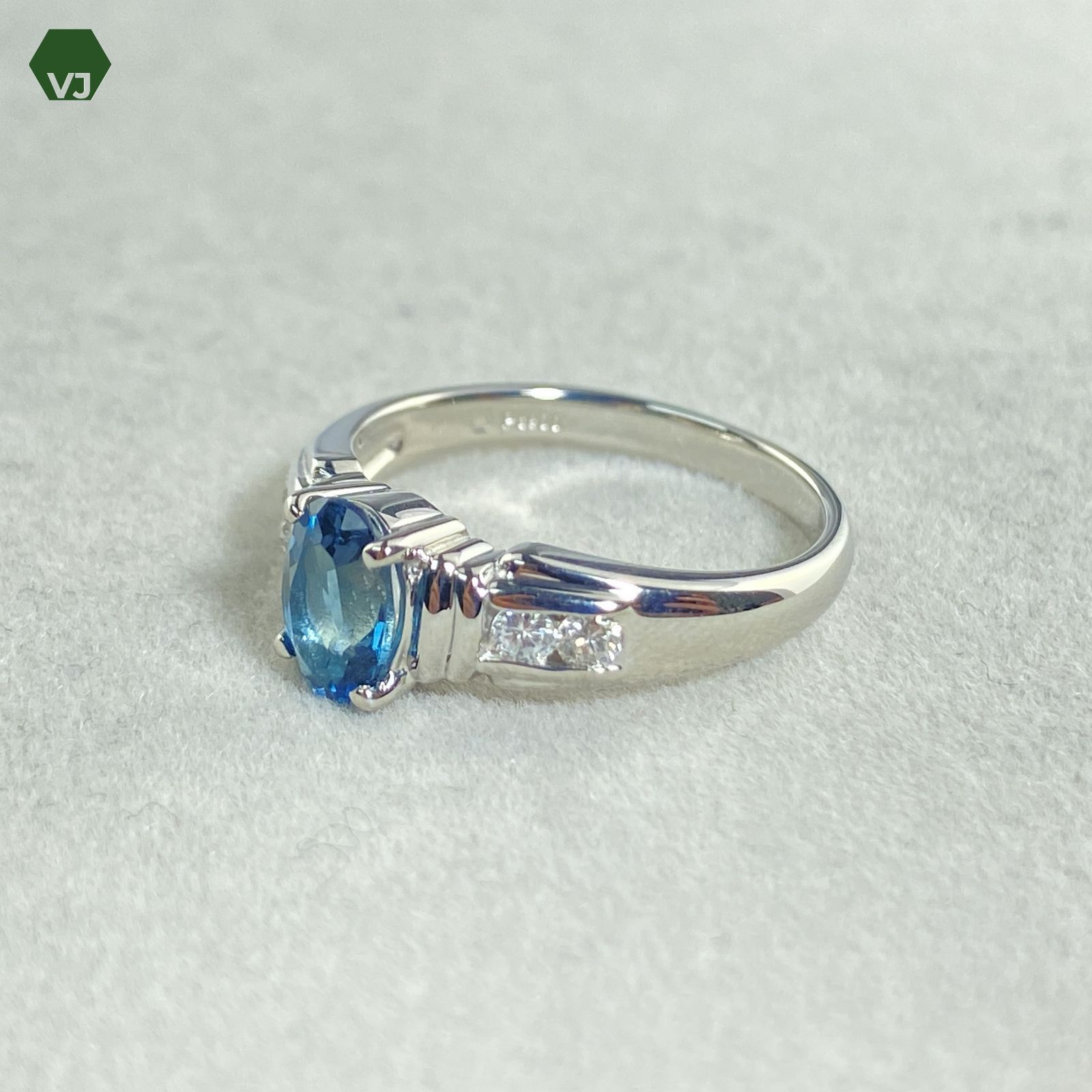 17-48】ロンドンブルートパーズダイヤリング0.9ctD0.12ct