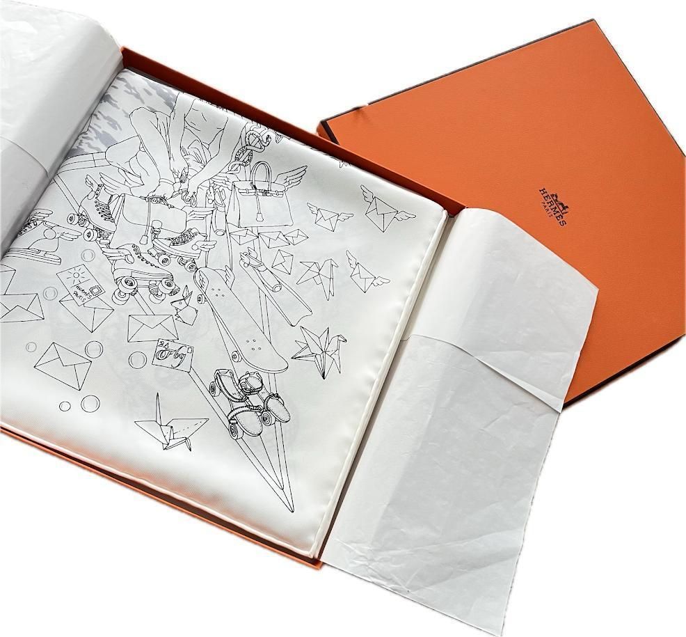 未使用新品】希少 HERMES エルメス カレ H 140《フロワセ》白