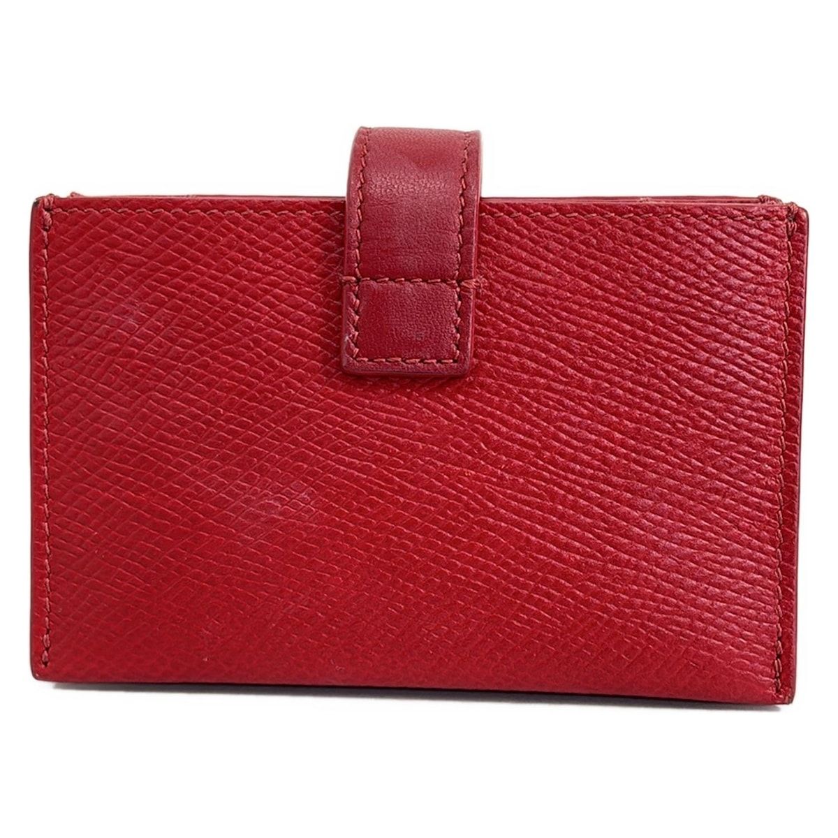 CELINE セリーヌ カードケース ストラップアコーディオンカードホルダー レッド レザー