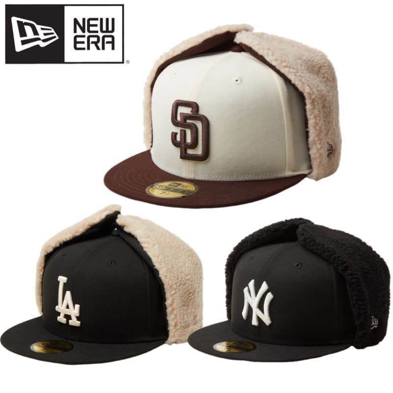 NEWERA ニューエラ ニューヨーク ヤンキース NY ロサンゼルス ドジャース LA サンディエゴ パドレス 59FIFTY CAP キャップ 帽子 ドッグイヤー 耳当て MLB メジャー 刺繍 ロゴ 野球 メンズ レディース ユニセックス