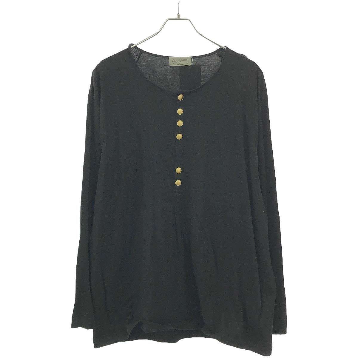 Yohji Yamamoto POUR HOMME ヨウジヤマモト プールオム 19AW ヘンリー長袖金ボタンカットソー HC-T65-016 ブラック 3