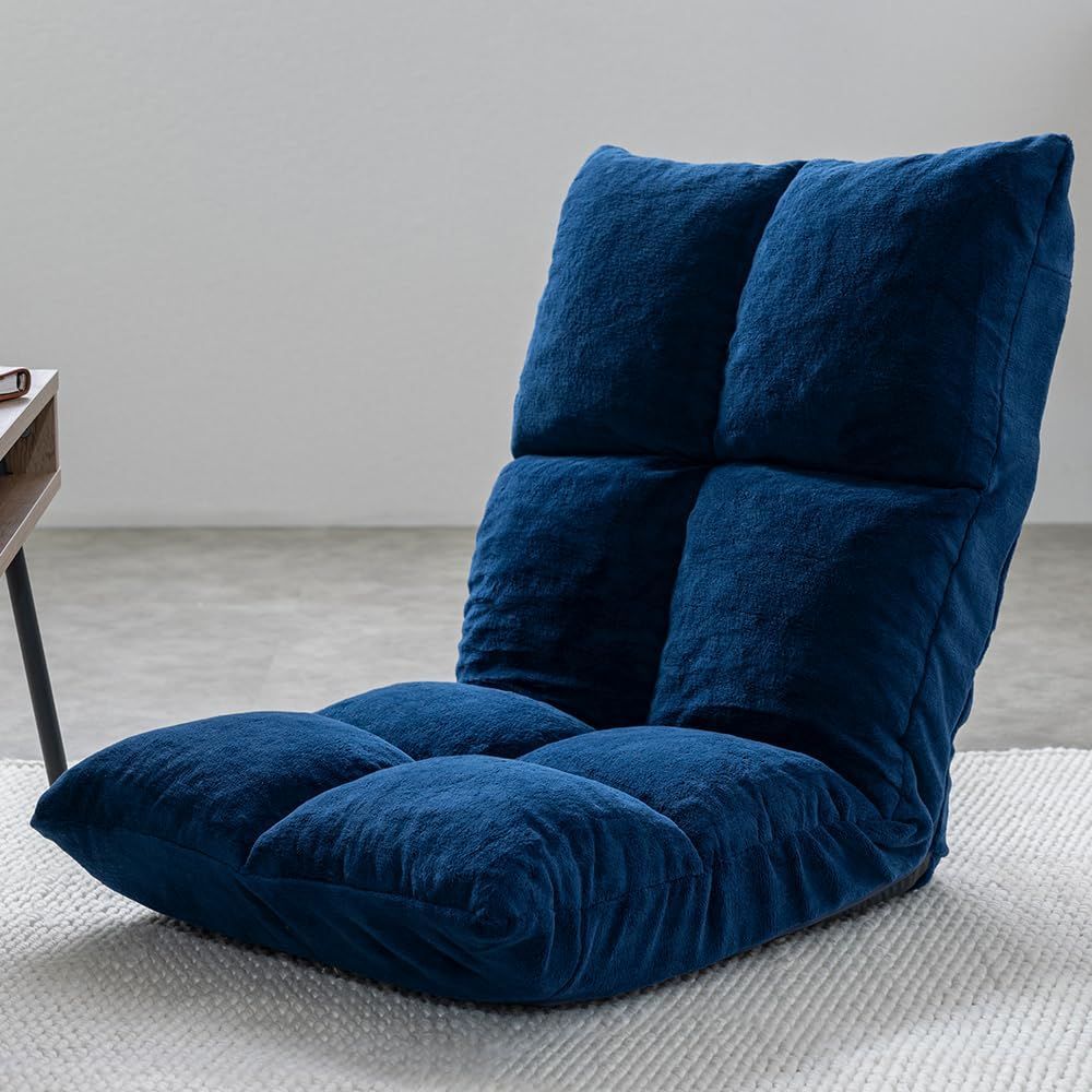 数量限定 厚さ16cm ネイビー 極厚座面 リクライニング フロアチェア