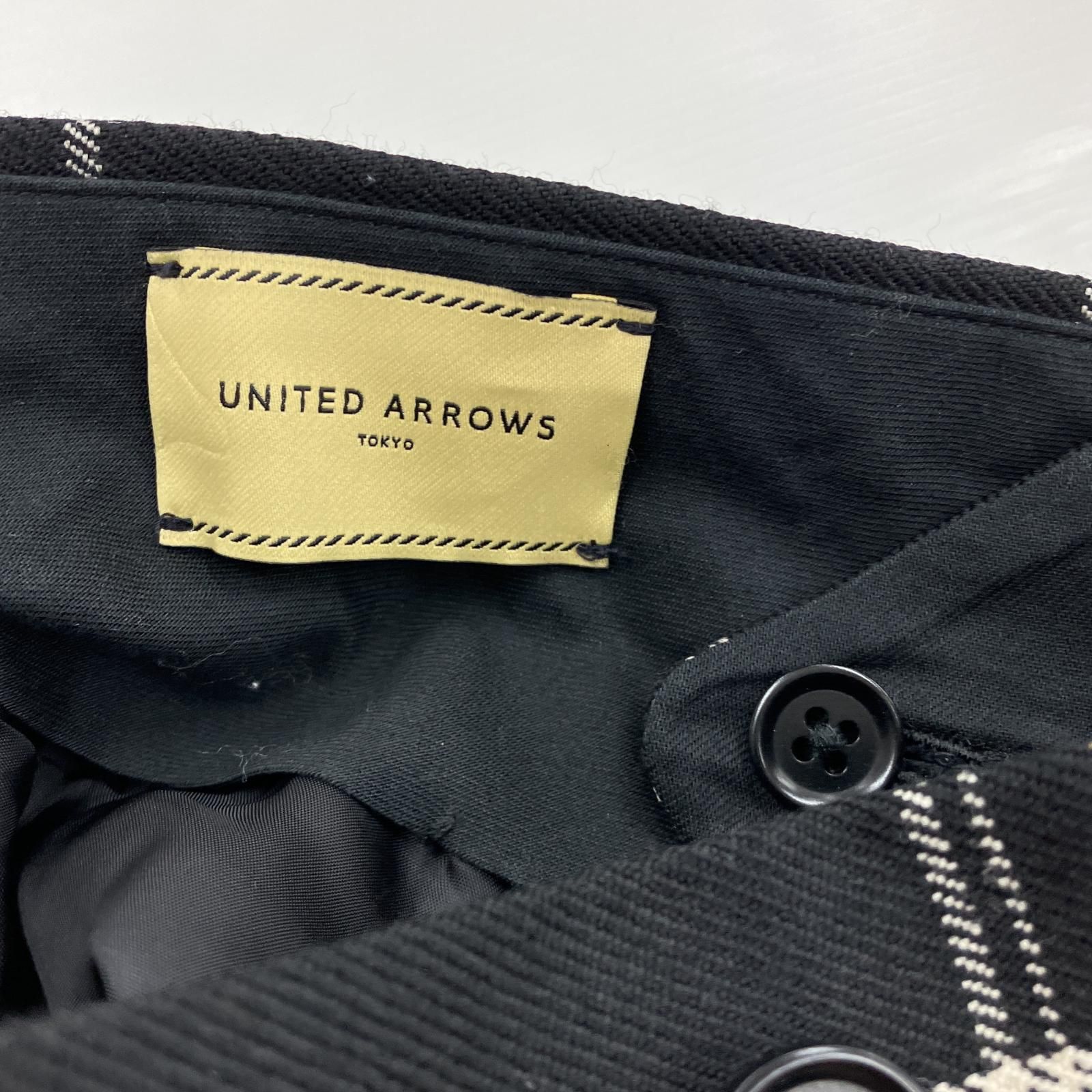 UNITED ARROWS ユナイテッドアローズ ウール チェックパンツ size36/ブラック系