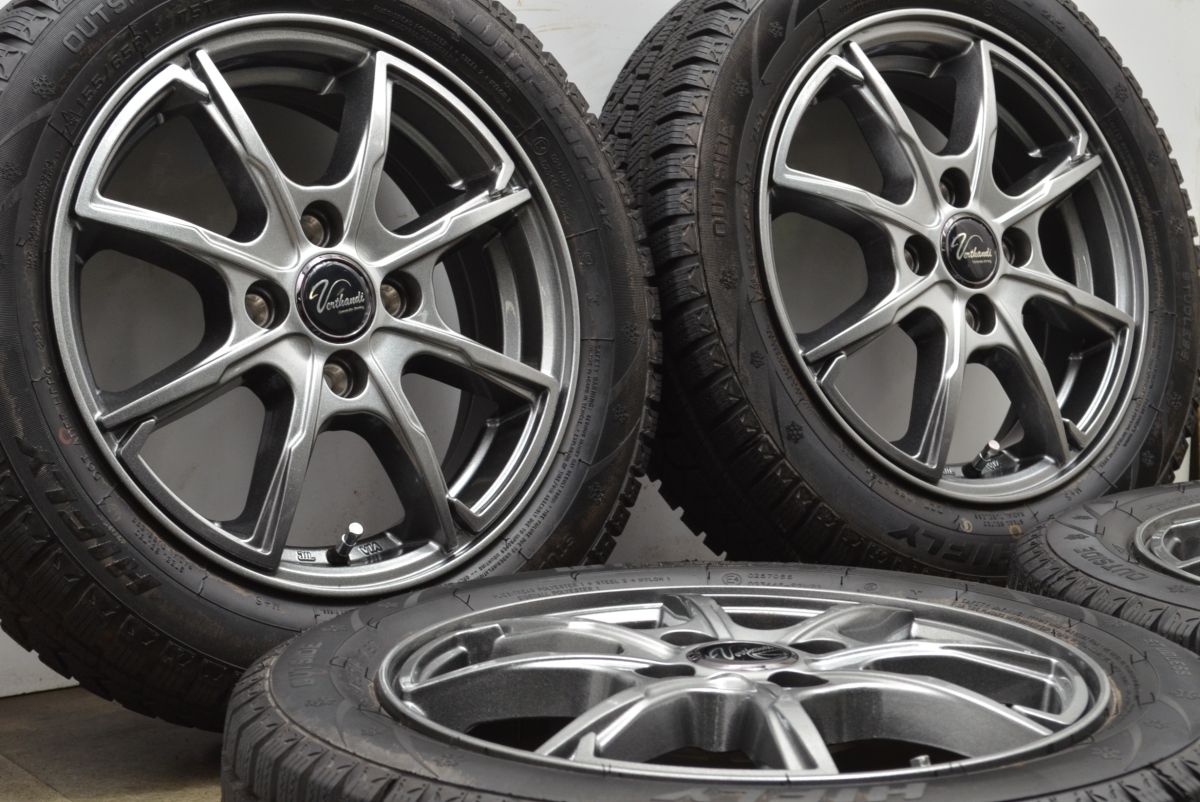 超バリ溝 ヴェルザンディ 14in 4.5J 45 PCD100 ハイフライ Win-turi 212 155 65R14 N-BOX N-ONE ワゴンR スペーシア タント ムーヴ