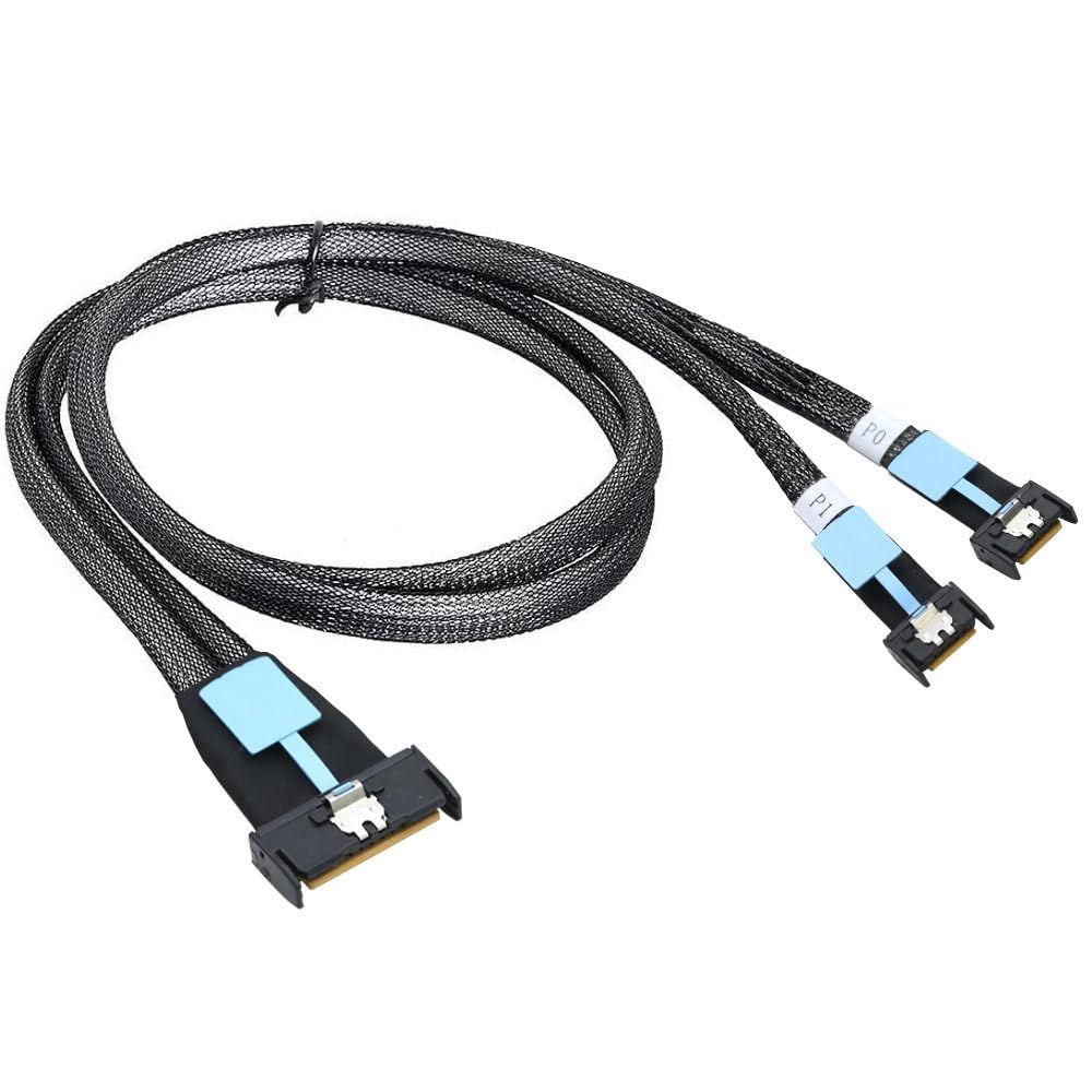 cablecc MCIO PCI-E 5.0 ミニ クール エッジ IOSTR PCI-E 8i 74ピン オス - デュアル MCIO 38ピン オス 延長ケーブル 50cm