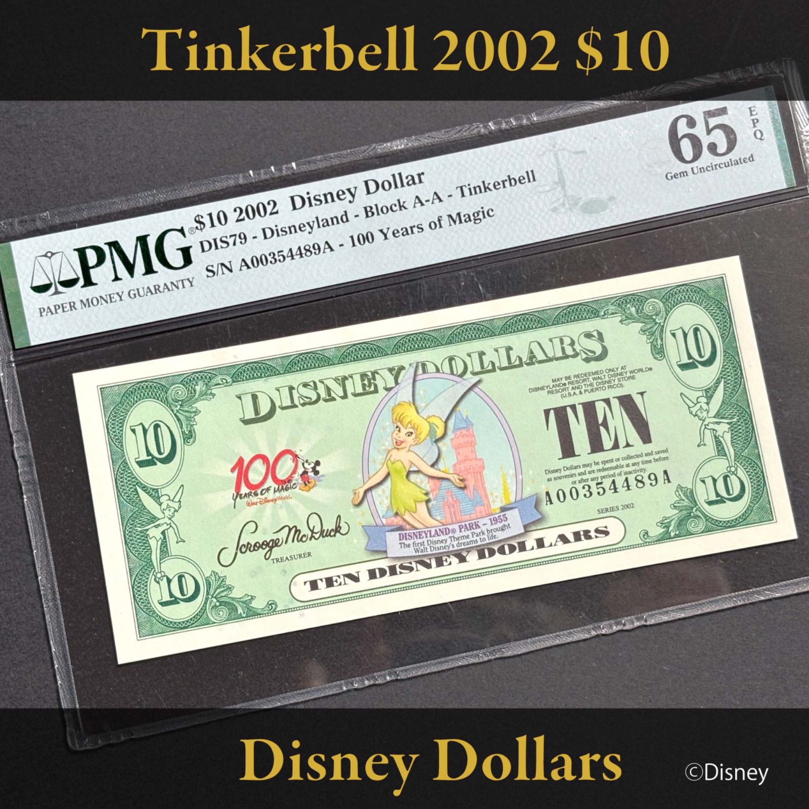 ディズニーダラー　100 Years of Magic　ティンカーベル10ダラー ディズニーダラー 2002年 10ドル ティンカーベル／100 Years of