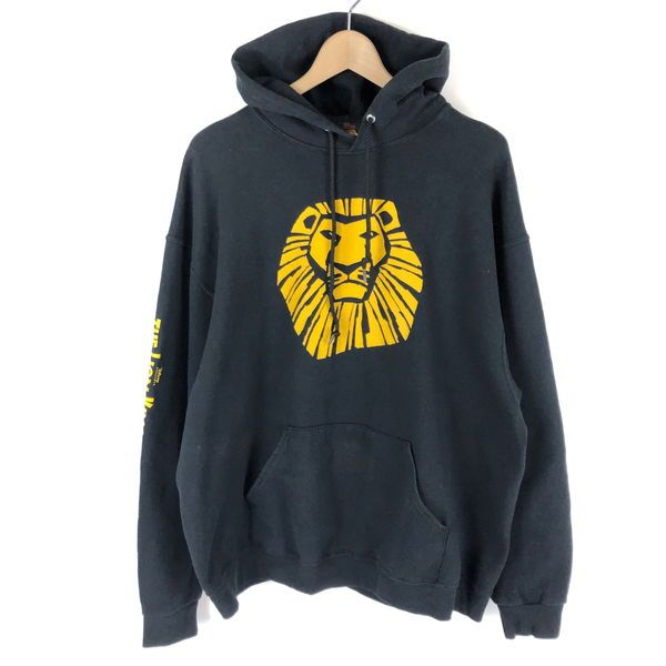 【古着】 ライオンキング LION KING パーカー ライオン ミュージカル 袖プリント ブラック系 メンズXL 【中古】 n043313