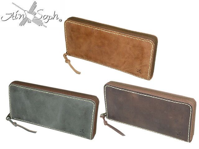 Ain Soph アインソフ AINSOPH ラウンドファスナー長財布　オールレザー DA993-HP ain44 Ain Soph アインソフ AINSOPH ラウンドファスナー長財布 オールレザー