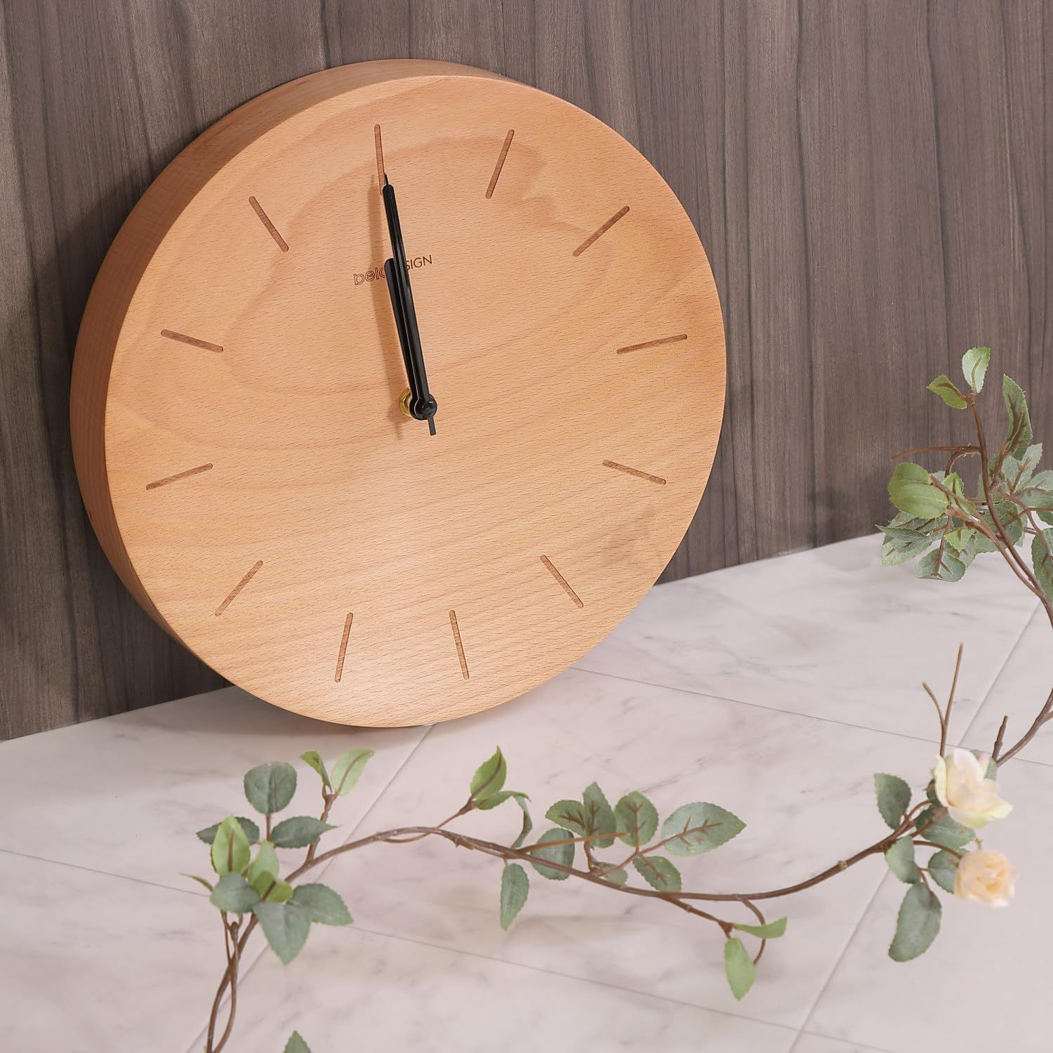 belaDESIGN 壁掛け時計 ドイツ産 天然木 ブナ 木製 ストア 丸形