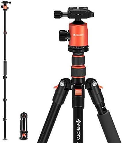 GEEKOTO 77インチ三脚 デジタル一眼レフカメラ用三脚 コンパクトアルミニウム三脚 360度ボールヘッド付き 8kgの荷重 旅行や仕事に