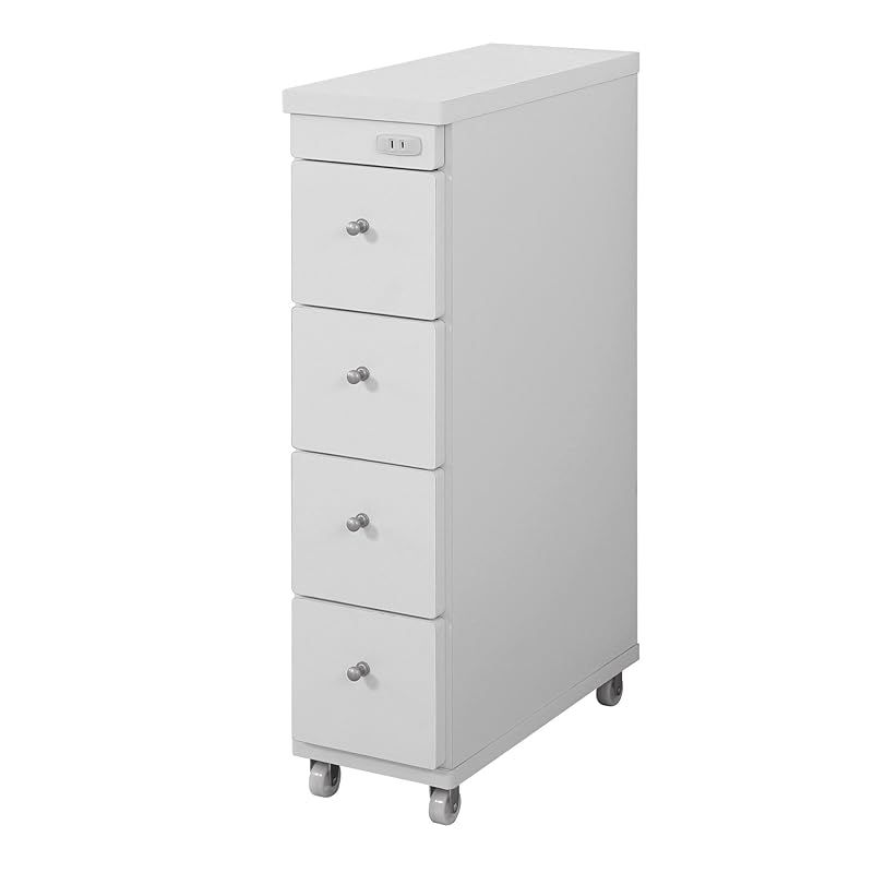 JAJAN スリムキャビネット 幅20 cm 奥行44 隙間ワゴン 完成品 国産 コンセント付き すきま 収納 隙間収納 スキマ キャスター キャビネット キッチン サニタリー RSW-2044 0