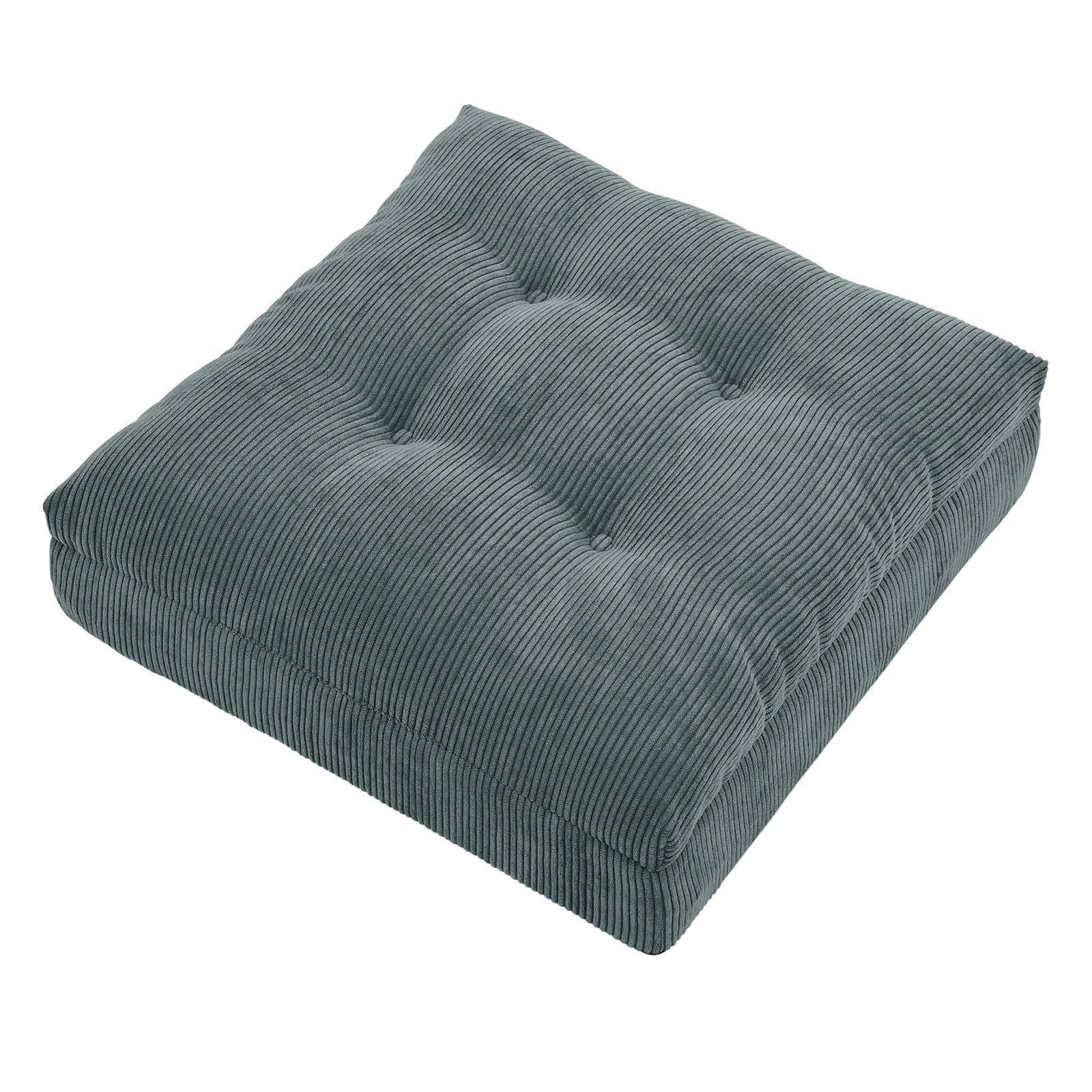 【特価セール】Home 座布団 クッション 低反発+高反発 Baibu 厚め クッション ゆっくり沈む ざぶとん フロアクッション カバー丸洗える 床置き 42角 コーデュロイ生地 新型3層構造 グレー