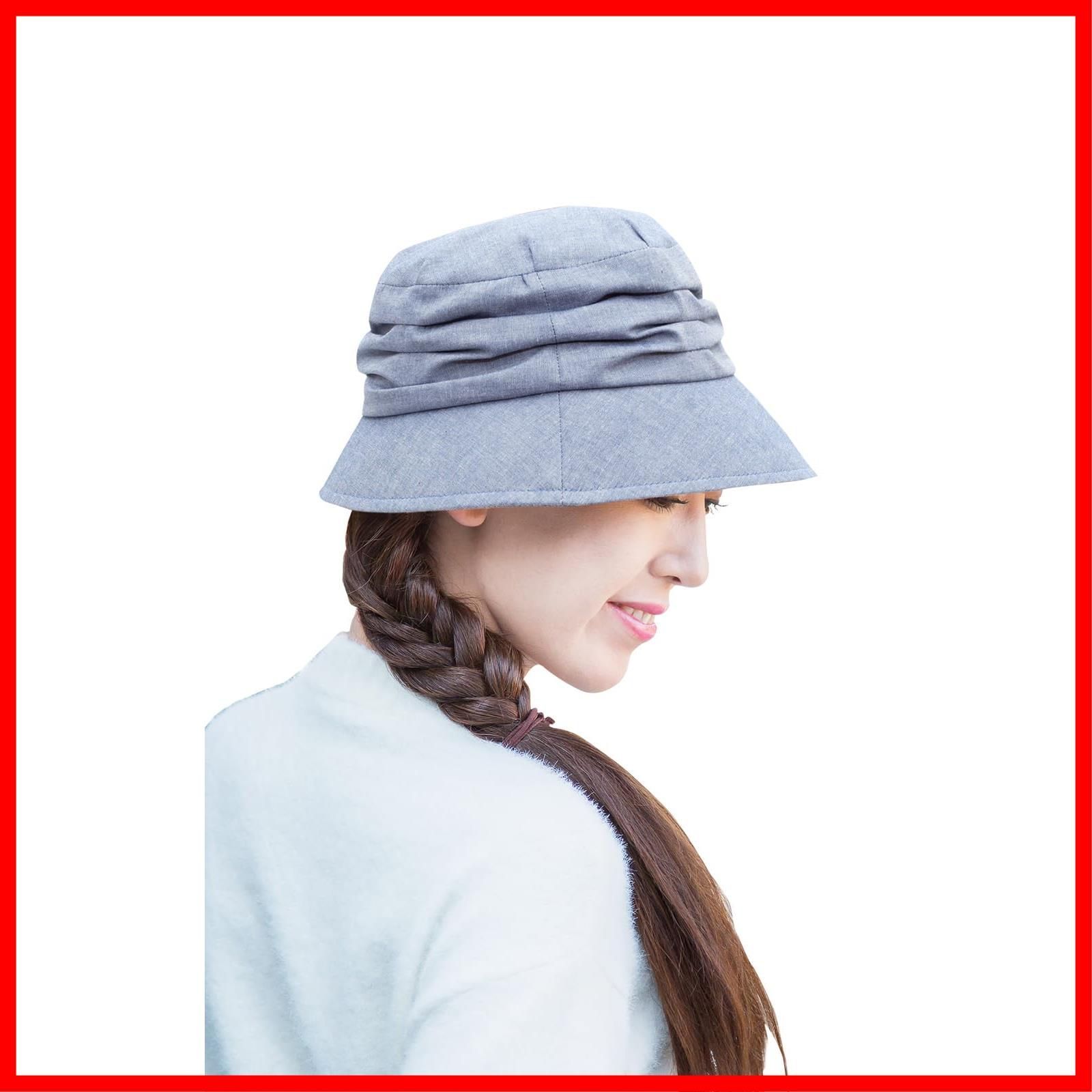creareきき 帽子 レディース ハット uvカット ギャザー入り ダウン 小顔効果 母の日 お母さん 誕生日 プレゼント WmkB-2