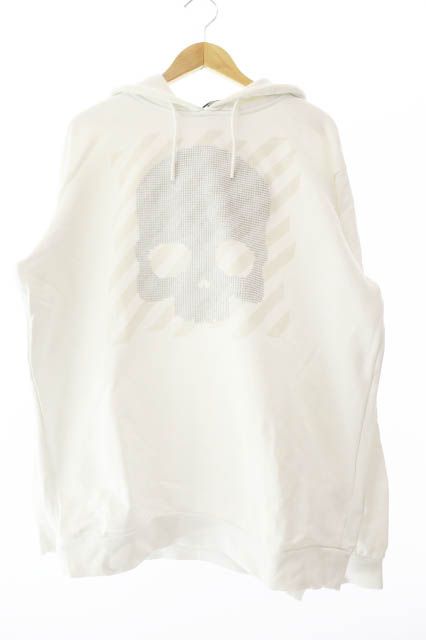 ハイドロゲン HYDROGEN STUDS SKULL HOODIE スタッズ スカル フーディー パーカー XL 白 ホワイト ブランド古着ベクトル 中古  250111