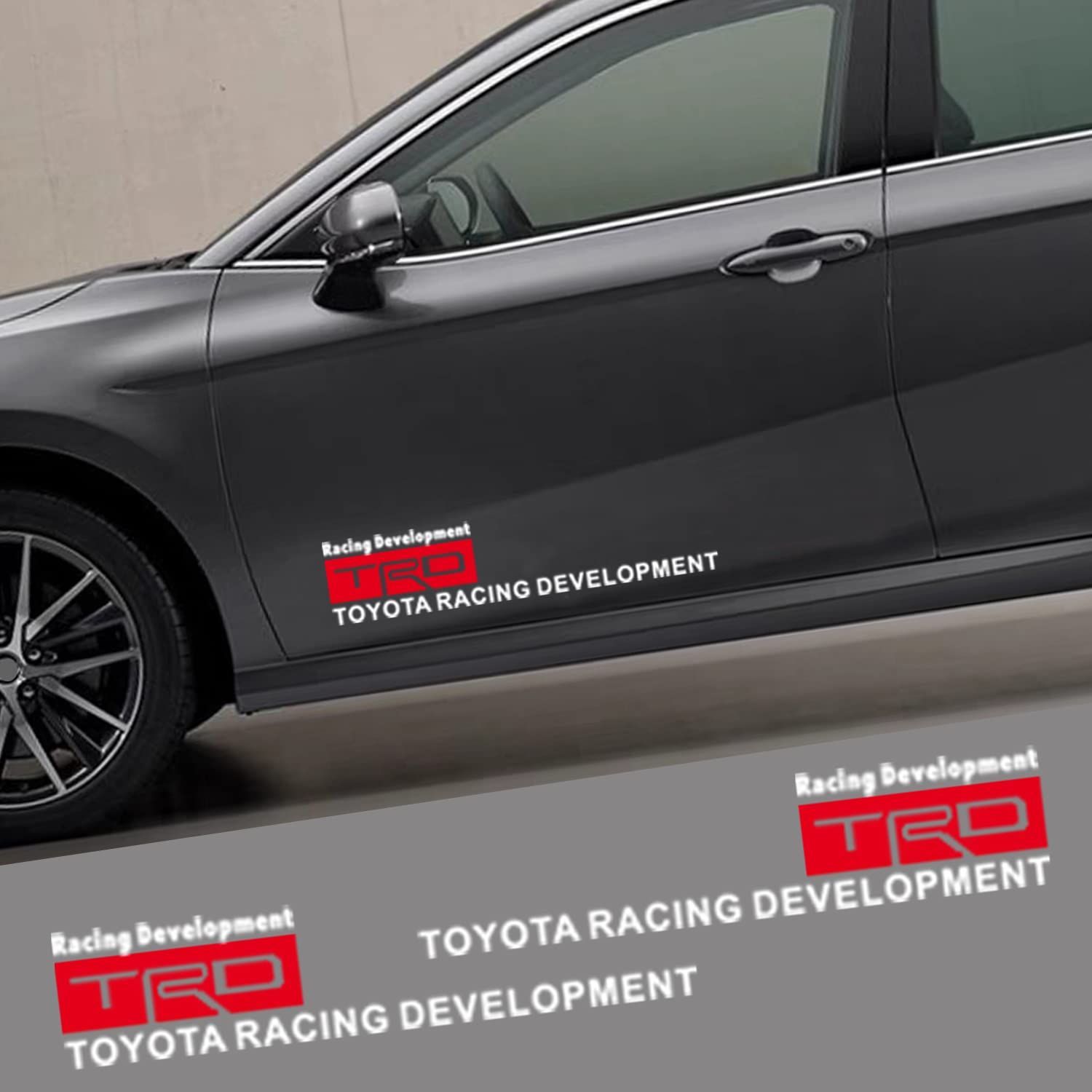 ホワイト_ TRD ボディステッカー サイド ドア カッコいい 防水 耐高温 (ホワイト)