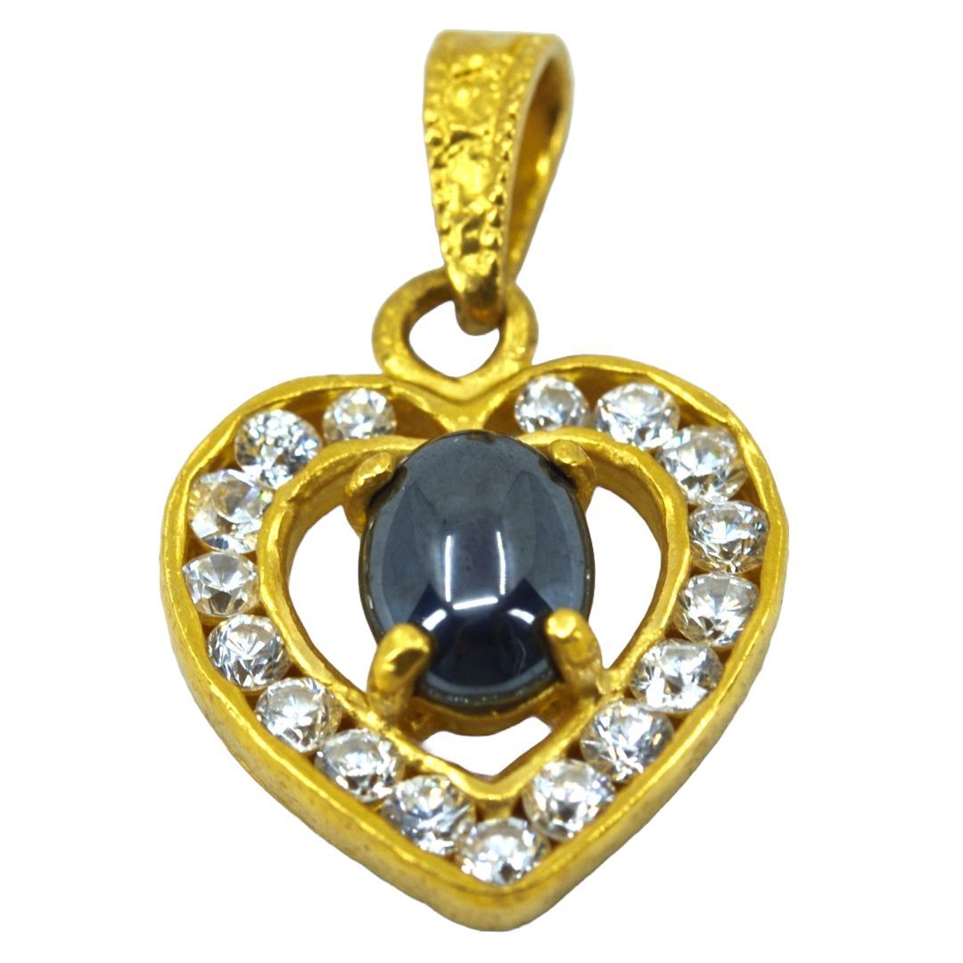 K24 真ん中ガラス付きハート型 ペンダントトップ