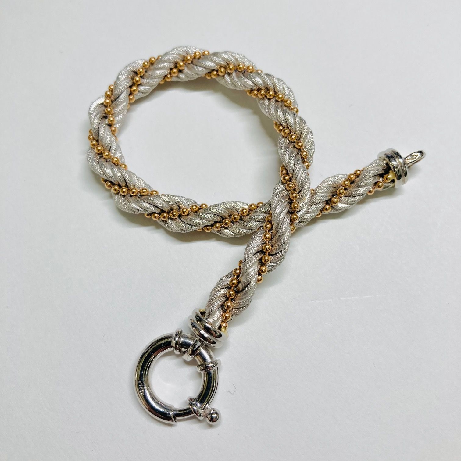 コンビ18金のロープ型ブレスレット18cm