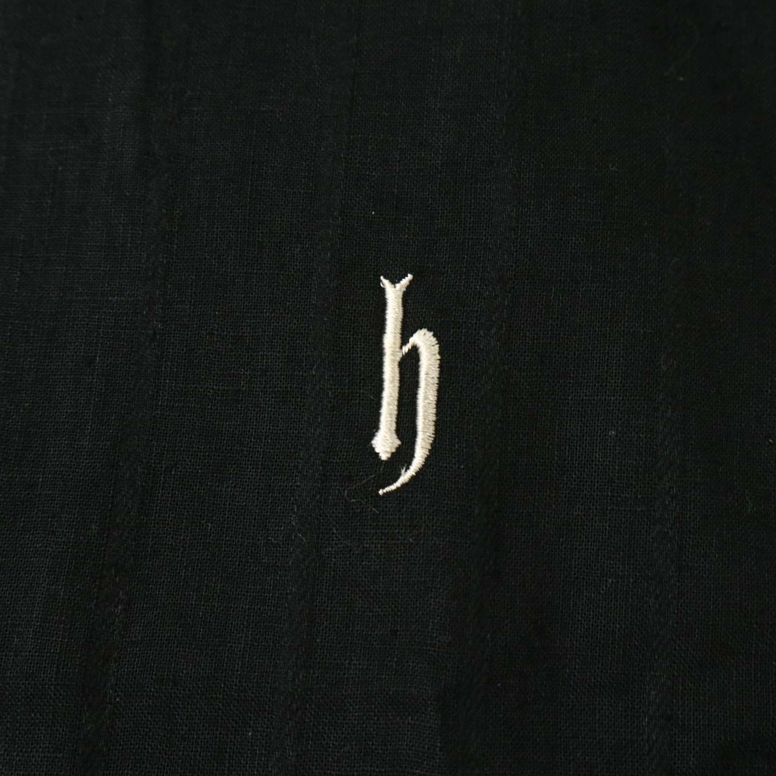 【新品 未使用】 dj honda ディージェイホンダ 麻 リネン 半袖 ジップアップ シャツ ブルゾン ジャケット Sz.L メンズ 黒