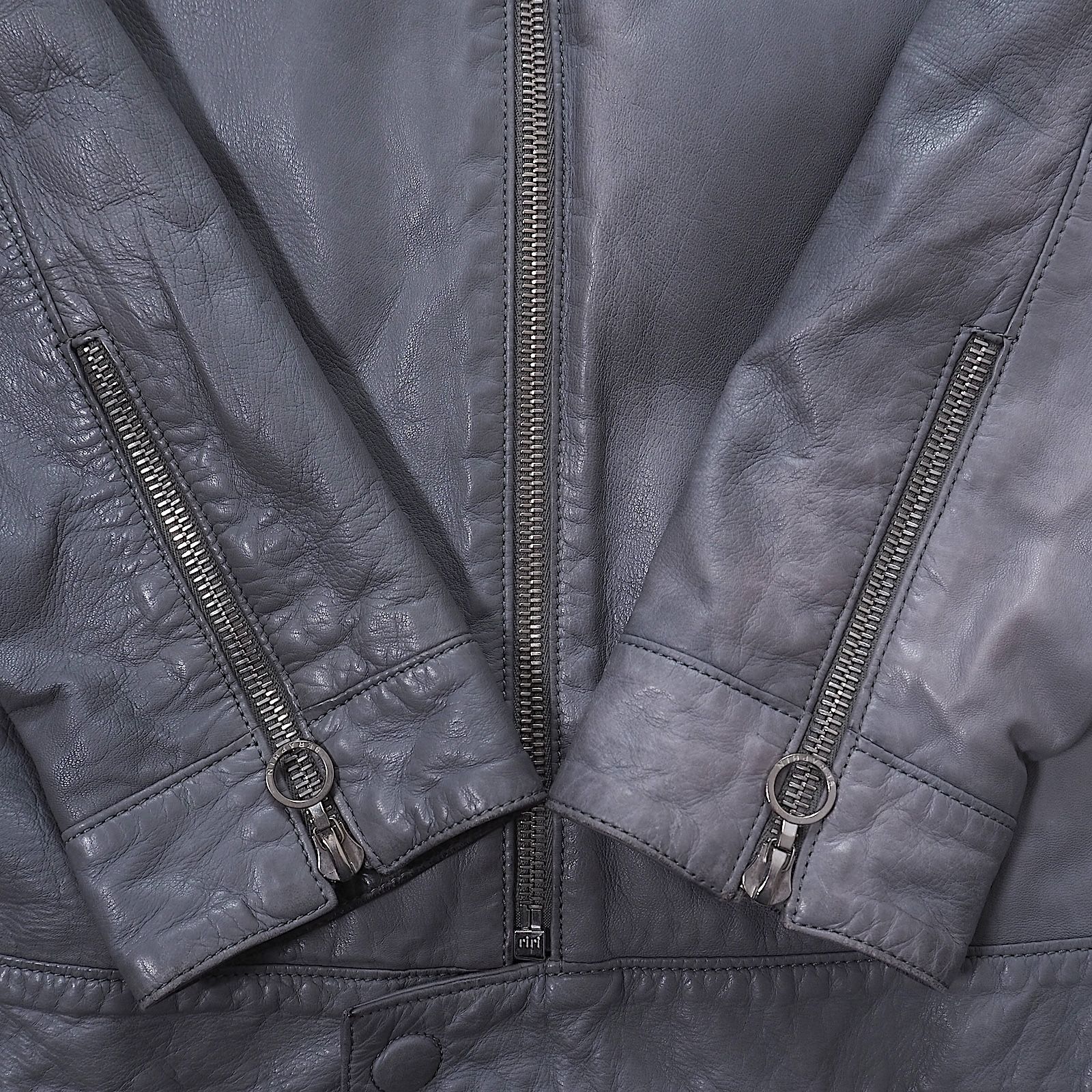 セラファン SERAPHIN ラムレザー ライダース ジャケット 46 グレー 