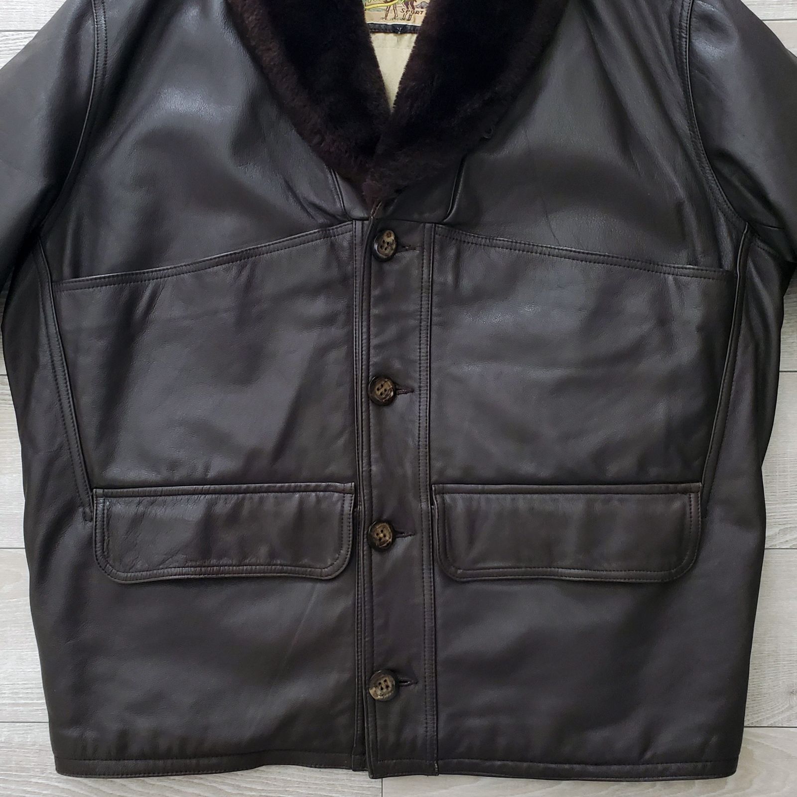 Chevignonシェビニオン□美品 1990s vintage 名作 羊革×ムートン襟