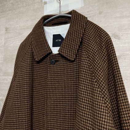 ATON エイトン 21AW CAMEL HOUNDS TOOTH BALMACAAN COAT コート 