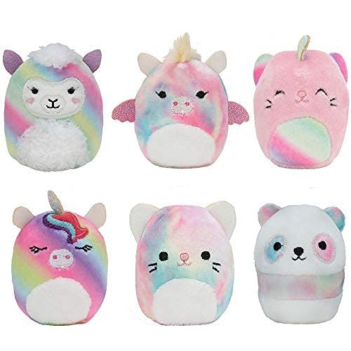 SquishmallowのSquishvilleミニプラッシュレインボンドリームスクワッド、2インチのレインボーアニマル6匹、たまらないソフトカラフルプラッシュ、ミニ猫、ラマ、パンダのスクイシュマロ。 [Rain