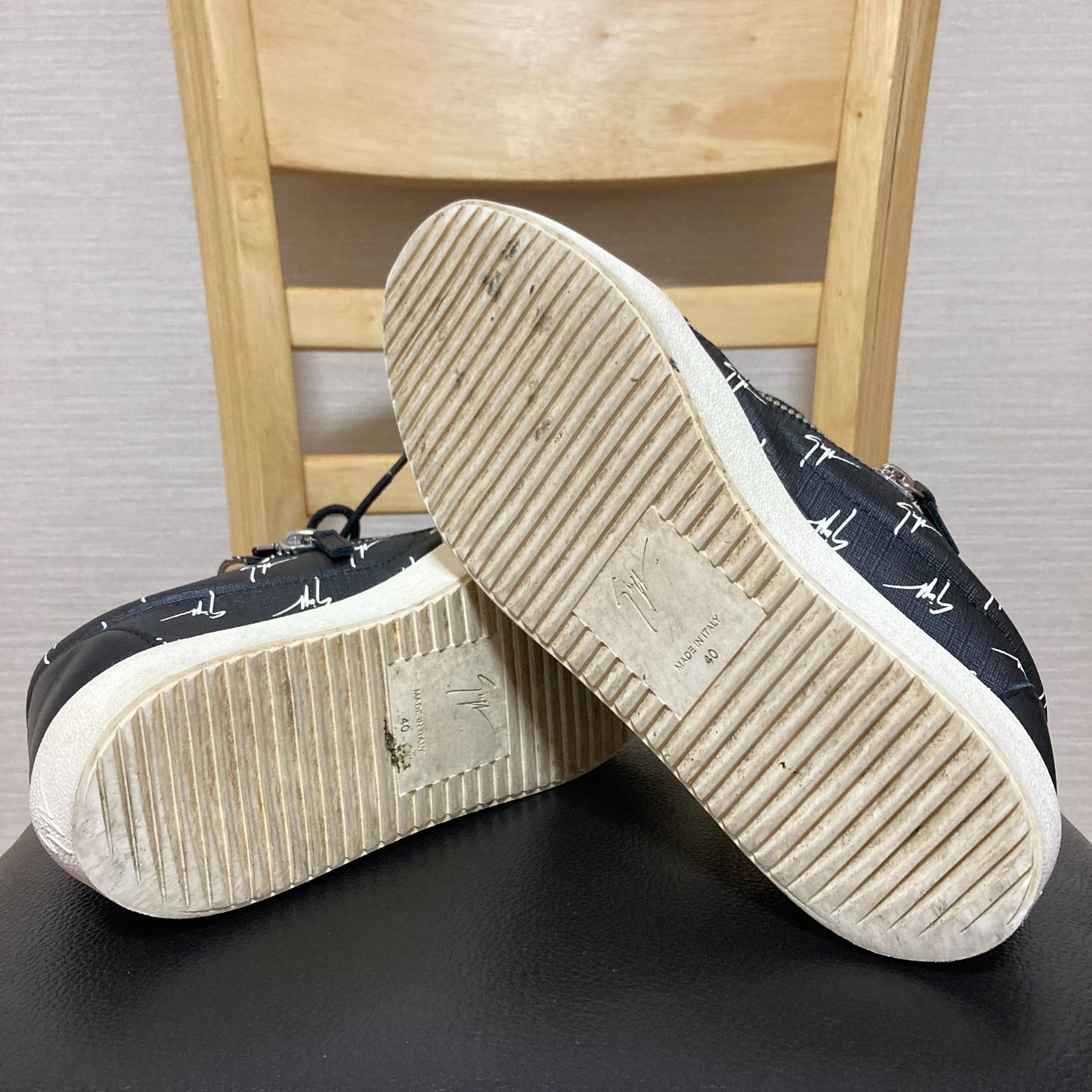 ジュゼッペザノッティ GIUSEPPE ZANOTTI 靴 25cm ロゴ総柄 スニーカー 