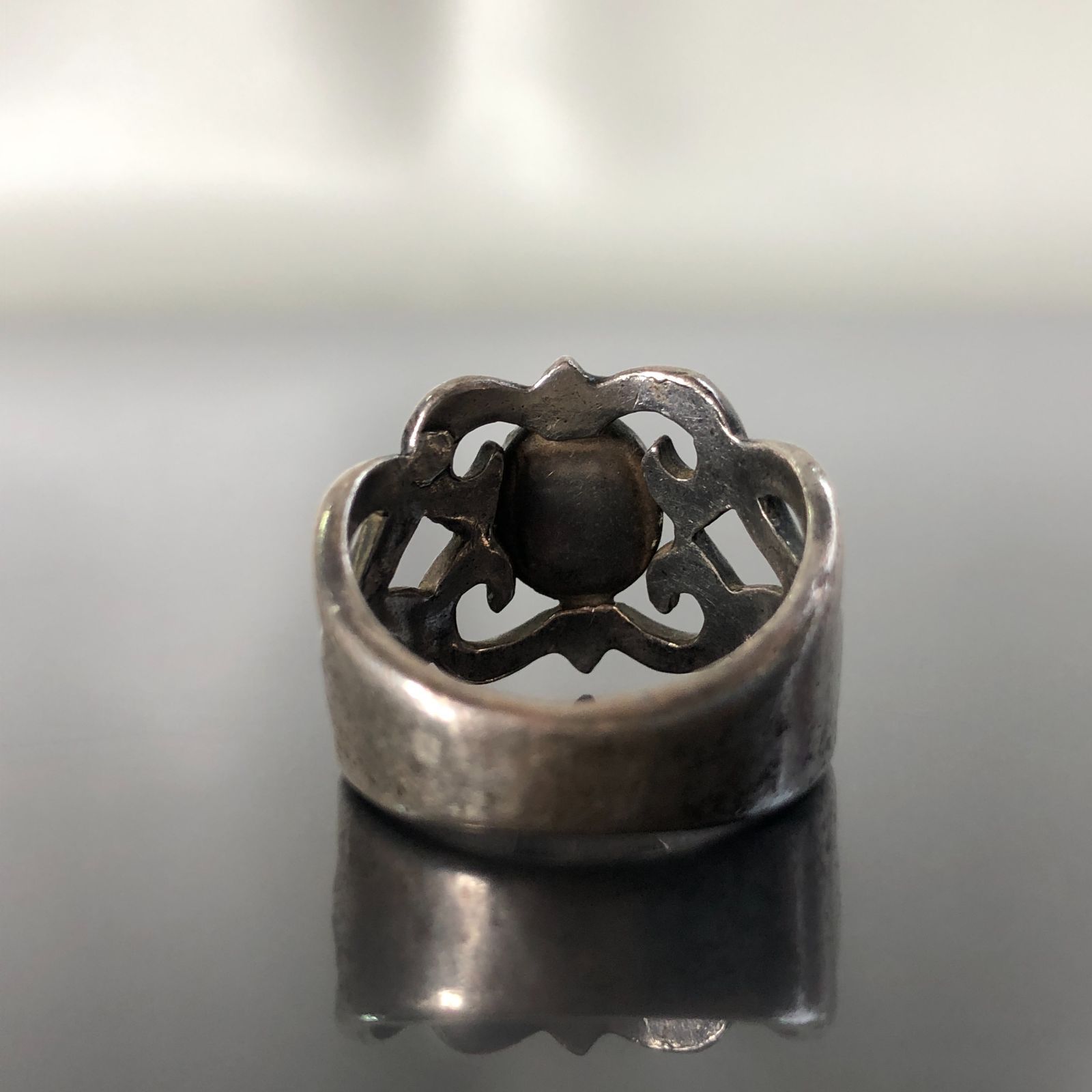 【抜群の重厚感】 フローラル シルバー 925 刻印 リング 18号 未使用 ステンレス製 ストーン付き フローラルリング ゴールド シルバー