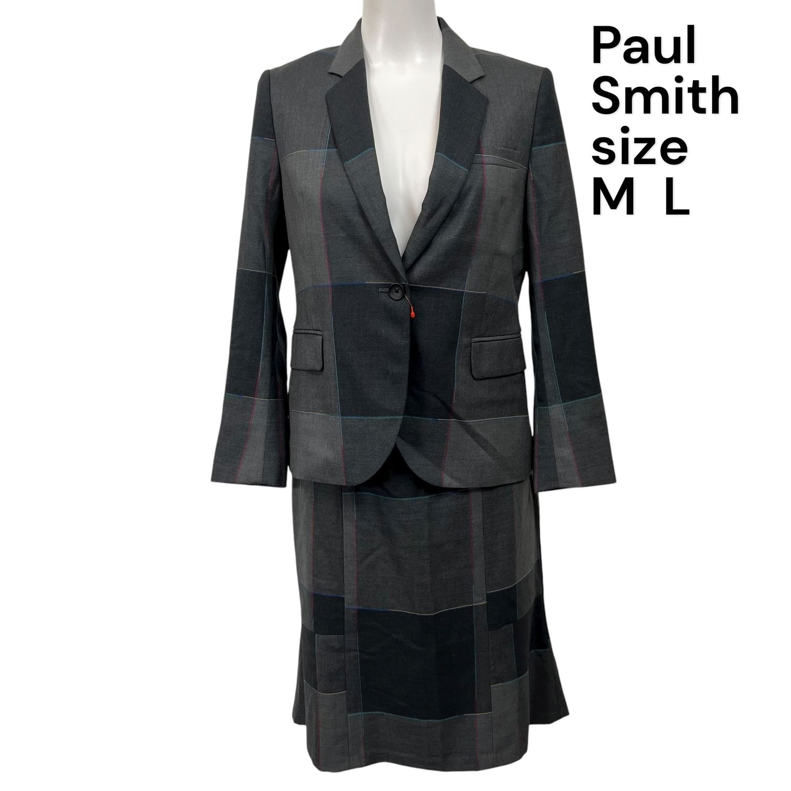 ◆ ポールスミス Paul Smith スーツ セットアップ テーラードジャケット スカート チェック柄 ジャケット38 スカート40 レディース S5V678