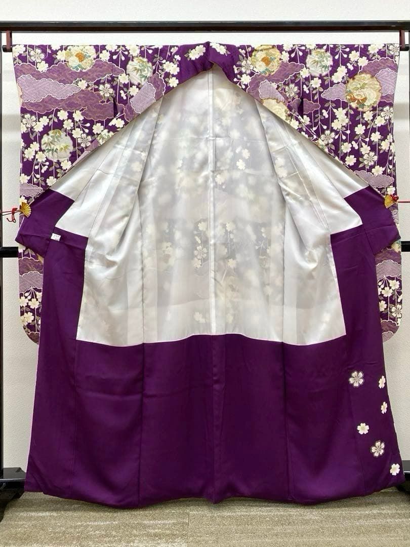 振袖 豪華 金駒 金彩 紋意匠 桜 総柄 振り布付き 身丈159cm 撥水加工済 