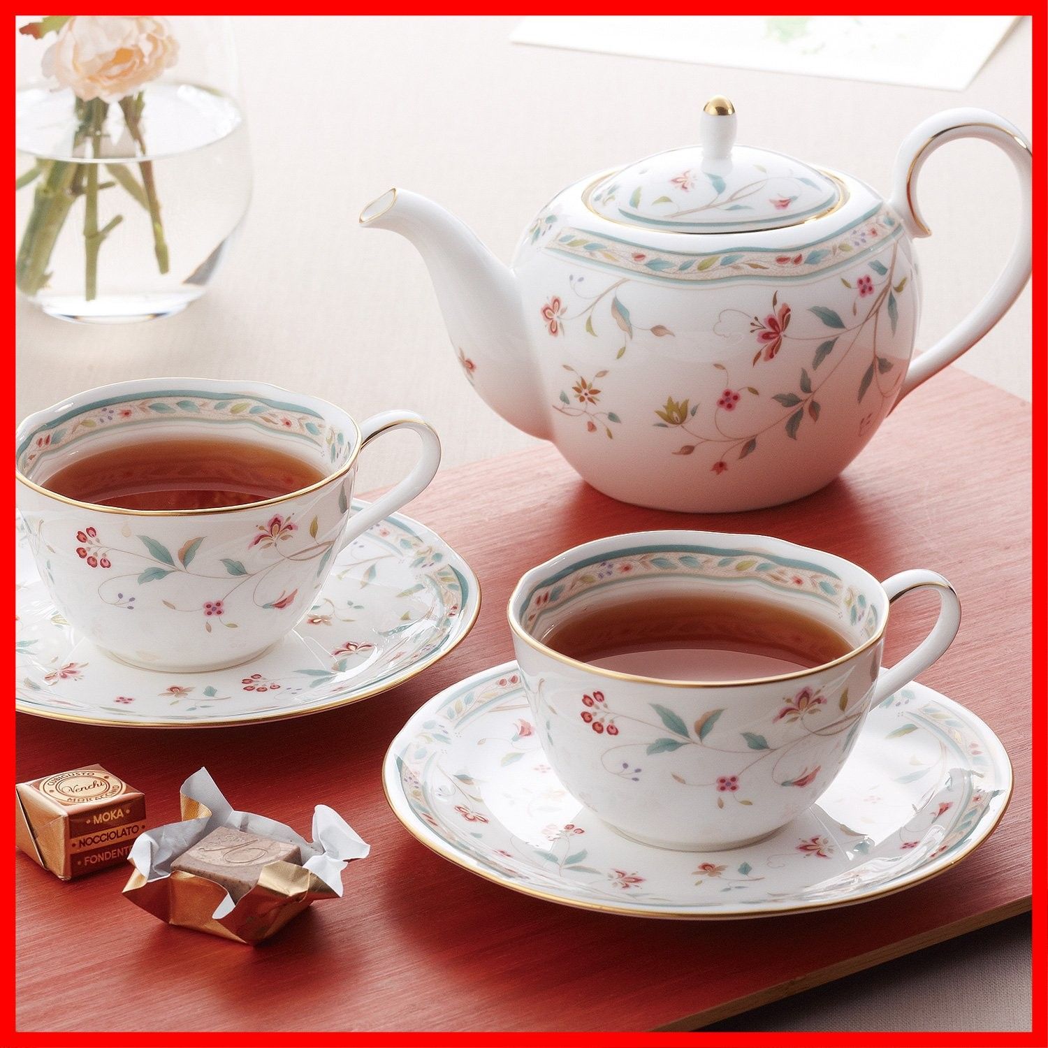 Noritake ノリタケ ティー ポット 520cc レースウッドゴールド ブルー ファインポーセレン T94423/1507-2