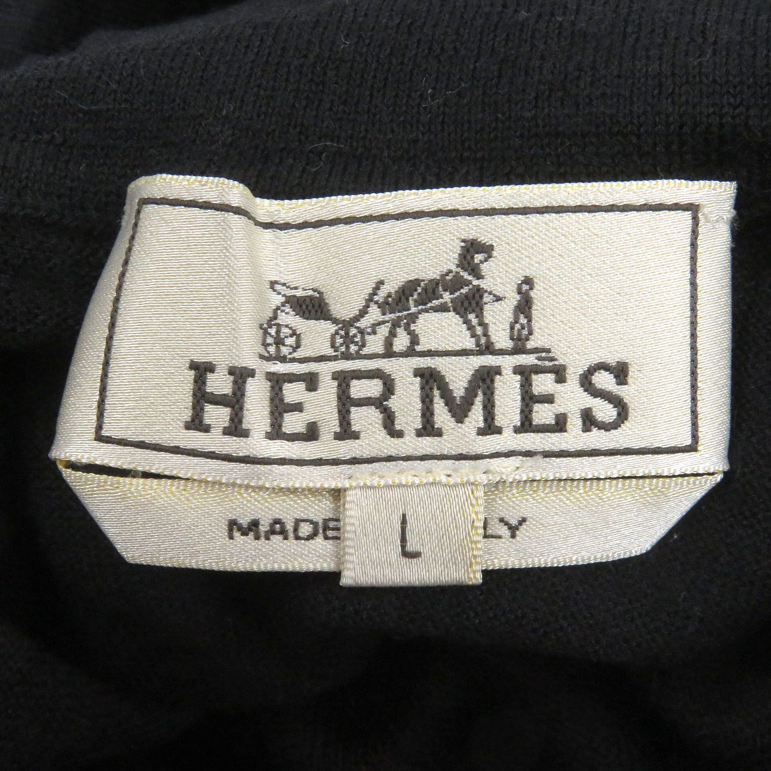 エルメス HERMES カシミヤ　シルク　タートル　ニット　メンズ　L 黒 美品□HERMES エルメス カシミヤ シルク センターライン 薄手