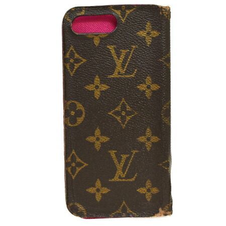 【中古】 ルイヴィトン LOUIS VUITTON iPhone7 + プラス フォリオ スマホケース カバー モノグラム ピンク レザー M63401 03AC526