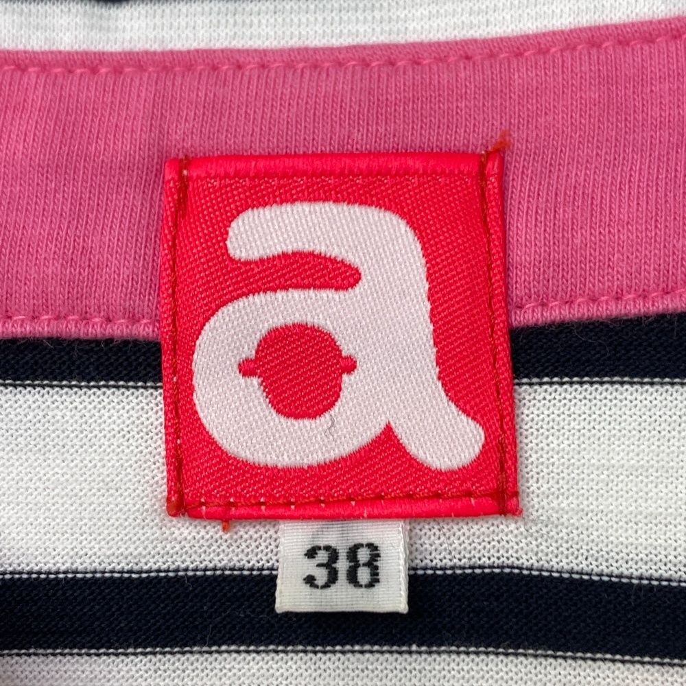 サイズ：38 ARCHIVIO アルチビオ 半袖ポロシャツ ボーダー柄 ホワイト