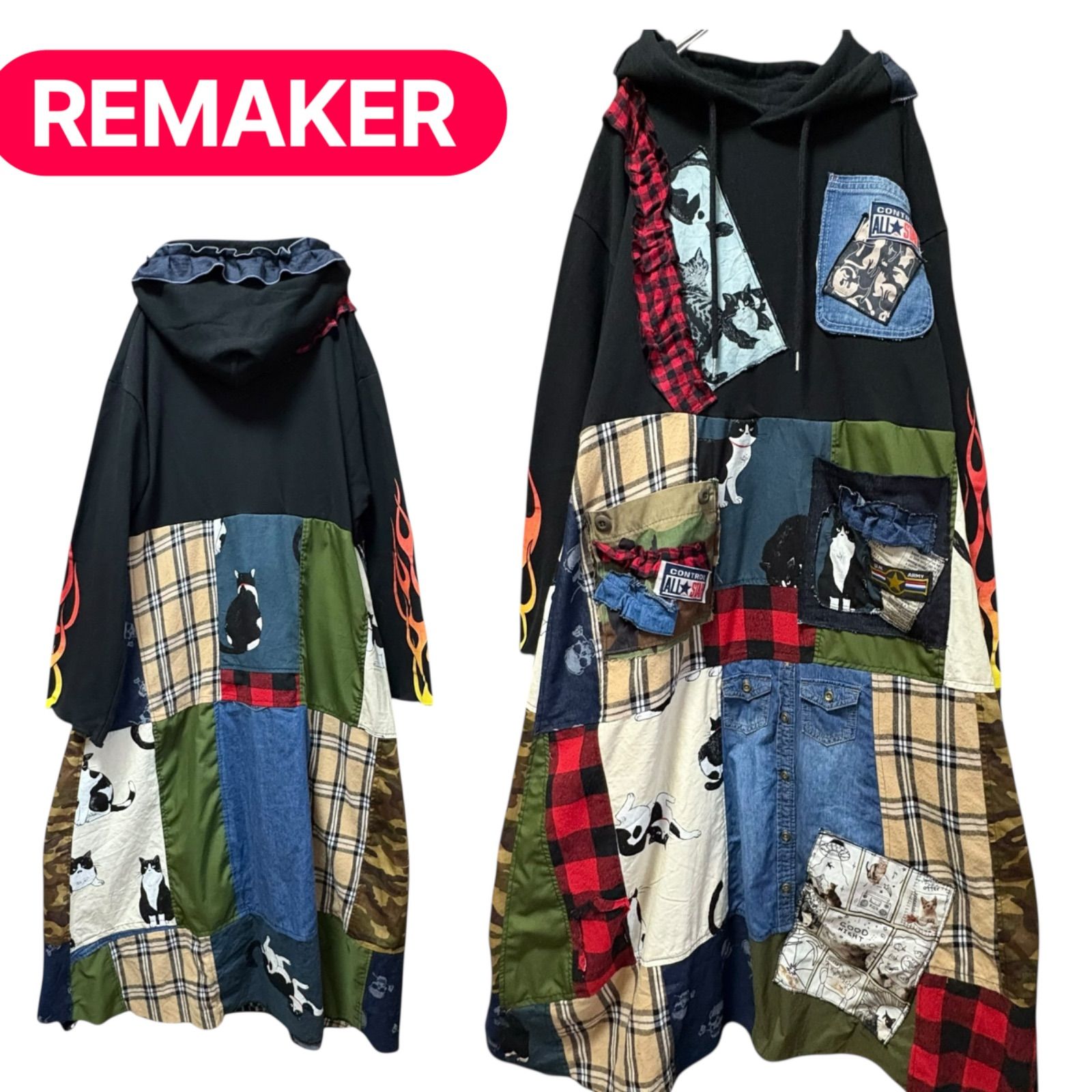 デニムリメイクサロペット 古着リメイクワンピース