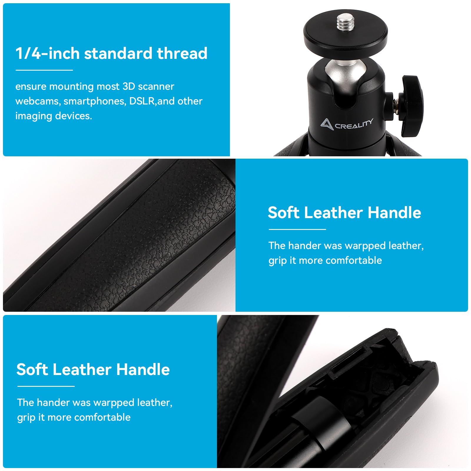 Creality 3Dスキャナー三脚ホルダー CR-Scan Otter|Raptor 3Dスキャナー用 1|4インチ標準スレッド付き