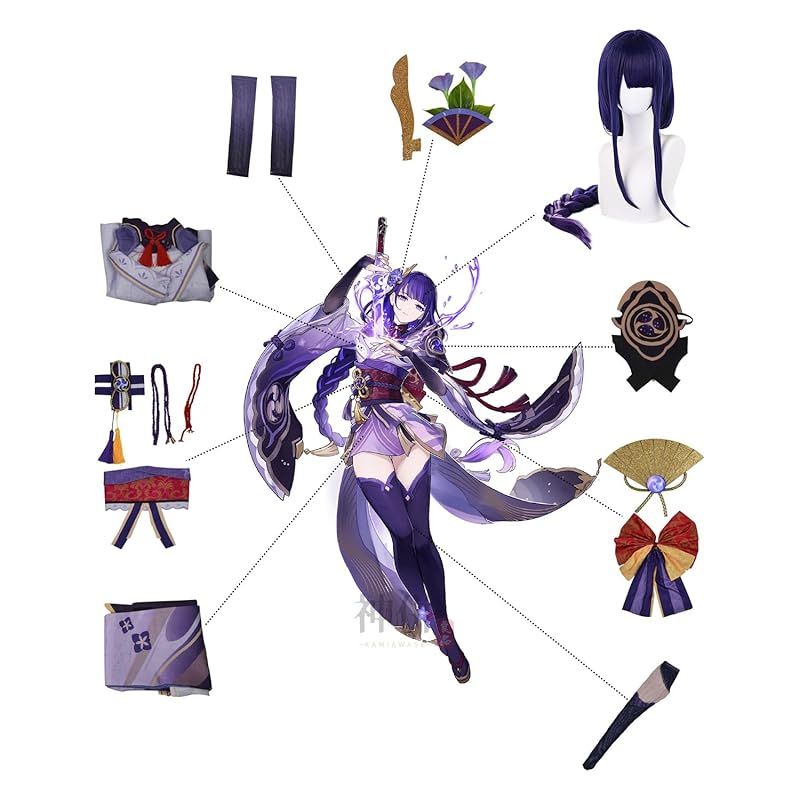 在庫 神併 雷電将軍 コスプレ ウィッグ付き バアル 原神 コスプレ衣装 大人用 仮装 文化祭 イベント コスチューム ステージ服 Baal cosplay 雷電将軍 ウィッグ付き XL 0 BRIGHTFACE_UK