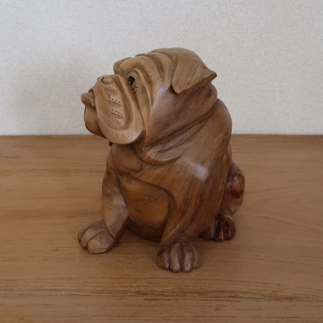 公式通販激安 木彫り 置物 オブジェ インテリア 犬 フレンチブルドッグ ...
