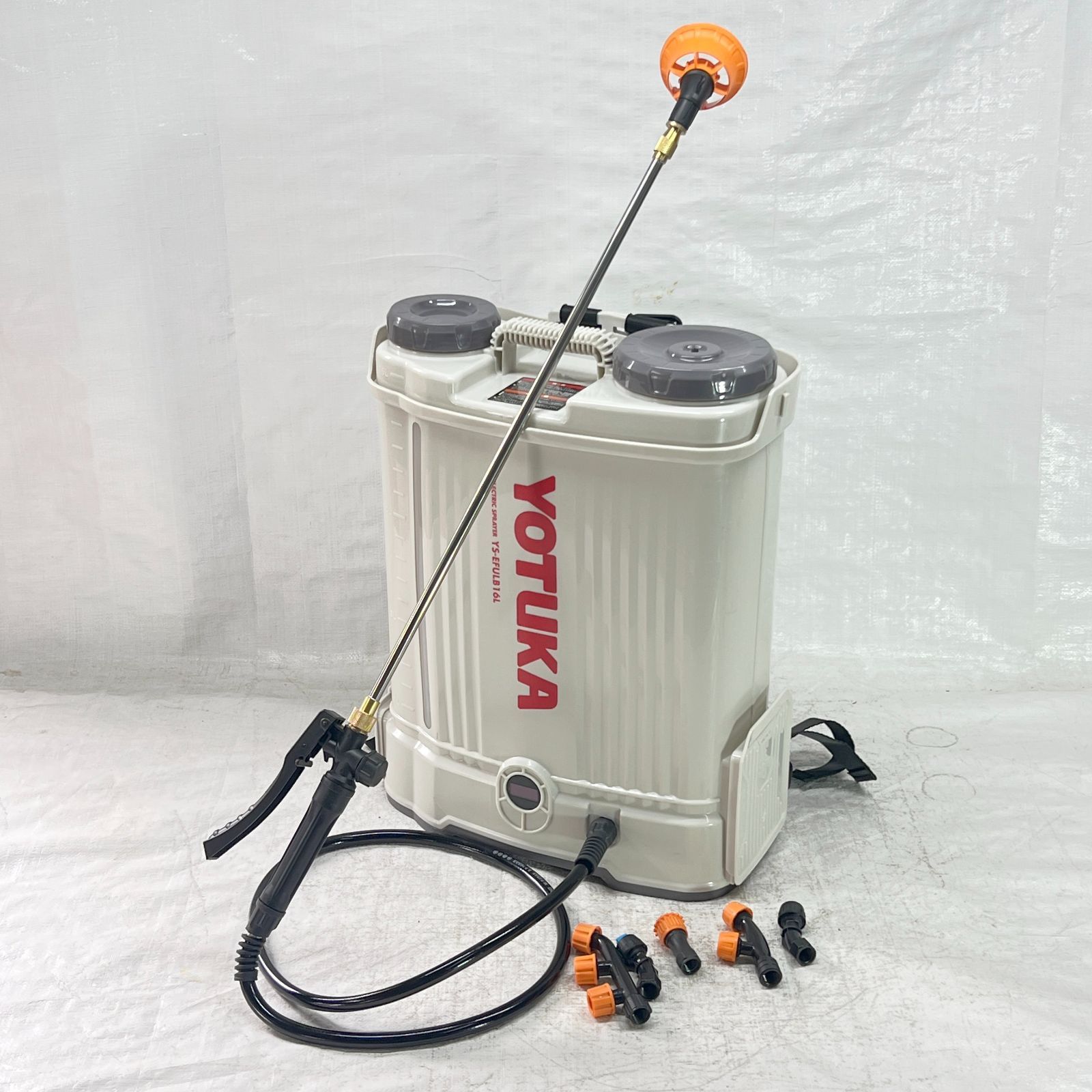 タイムセール ♥ 展示品 電動噴霧器 背負い式 16L バッテリー式 ノズル6種付 かき混ぜ機能付き ホワイト YS-EFULB16L 759-1
